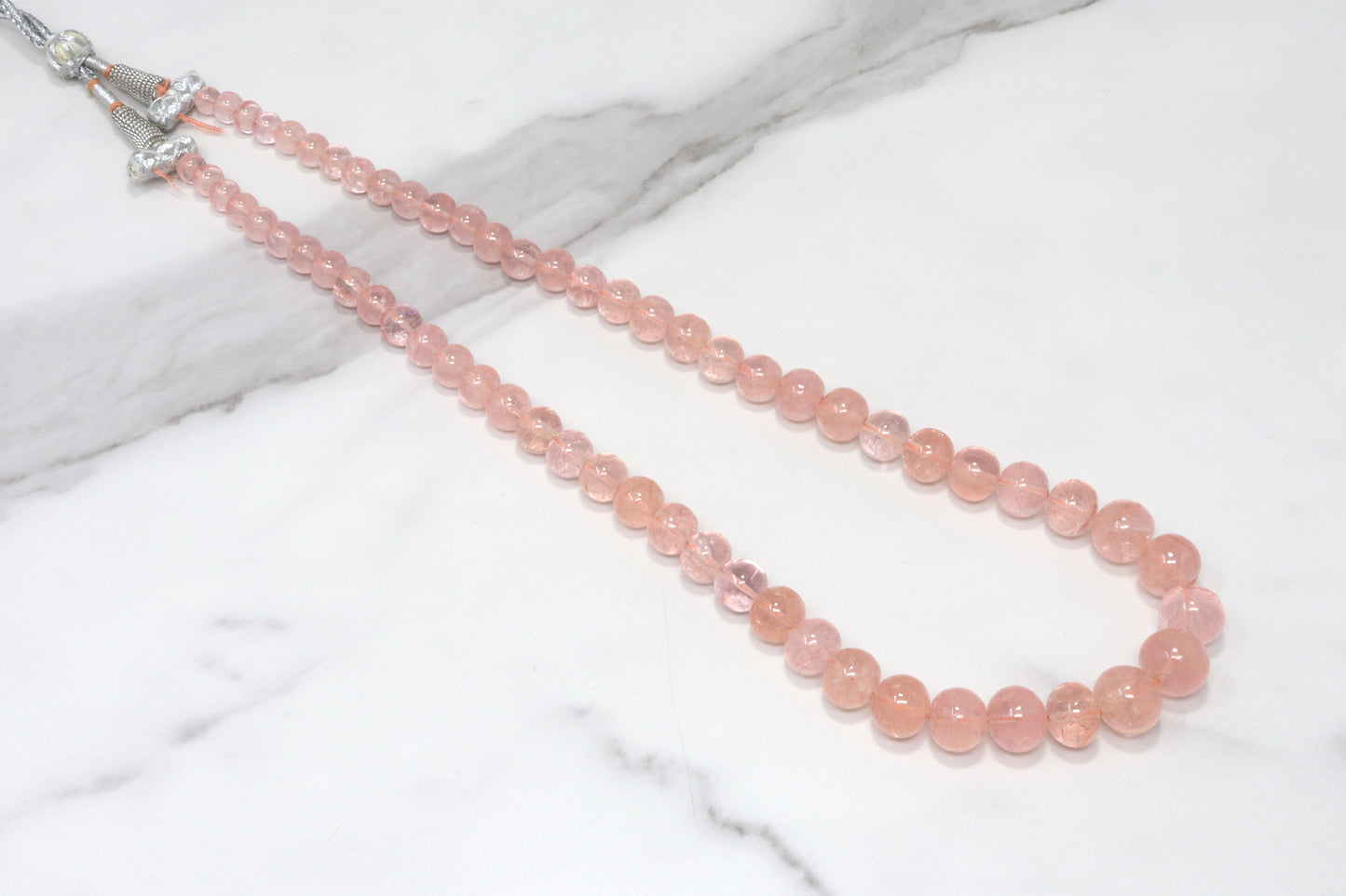 Pink Morganite 6mm-11mm Smooth Rondelles 1 Strand Bead Necklace