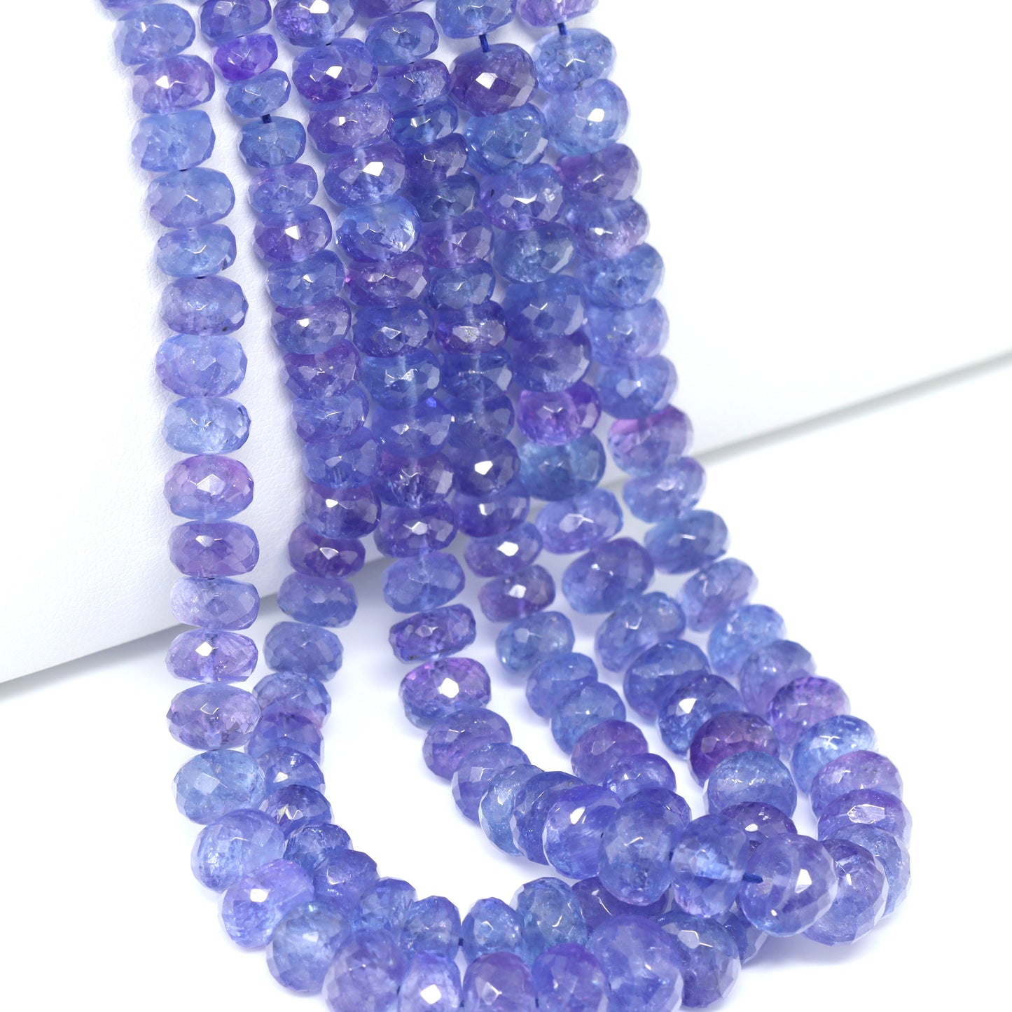 Blue Tanzanite 6mm – 8mm Faceted Rondelles Bead Strand