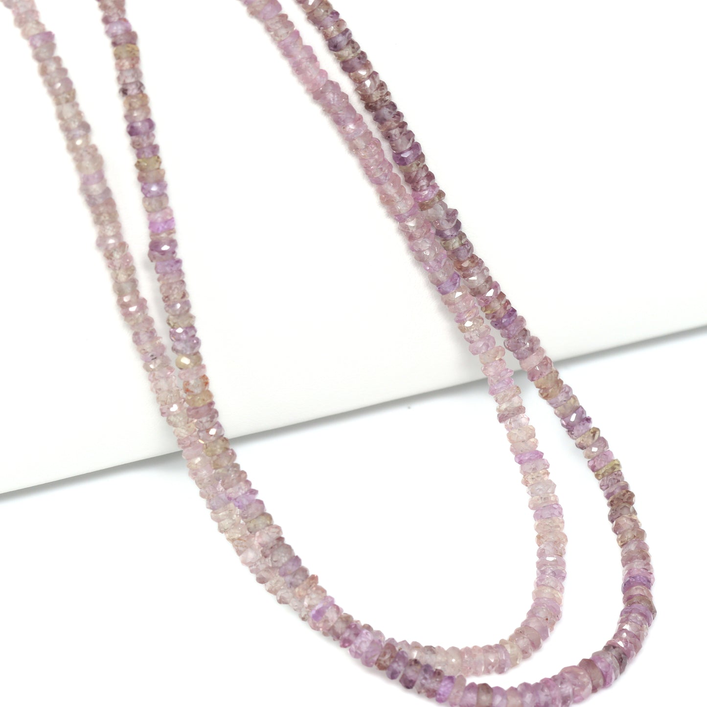 Purple Sapphire 3mm – 4mm Hand Faceted Rondelles Bead Strand