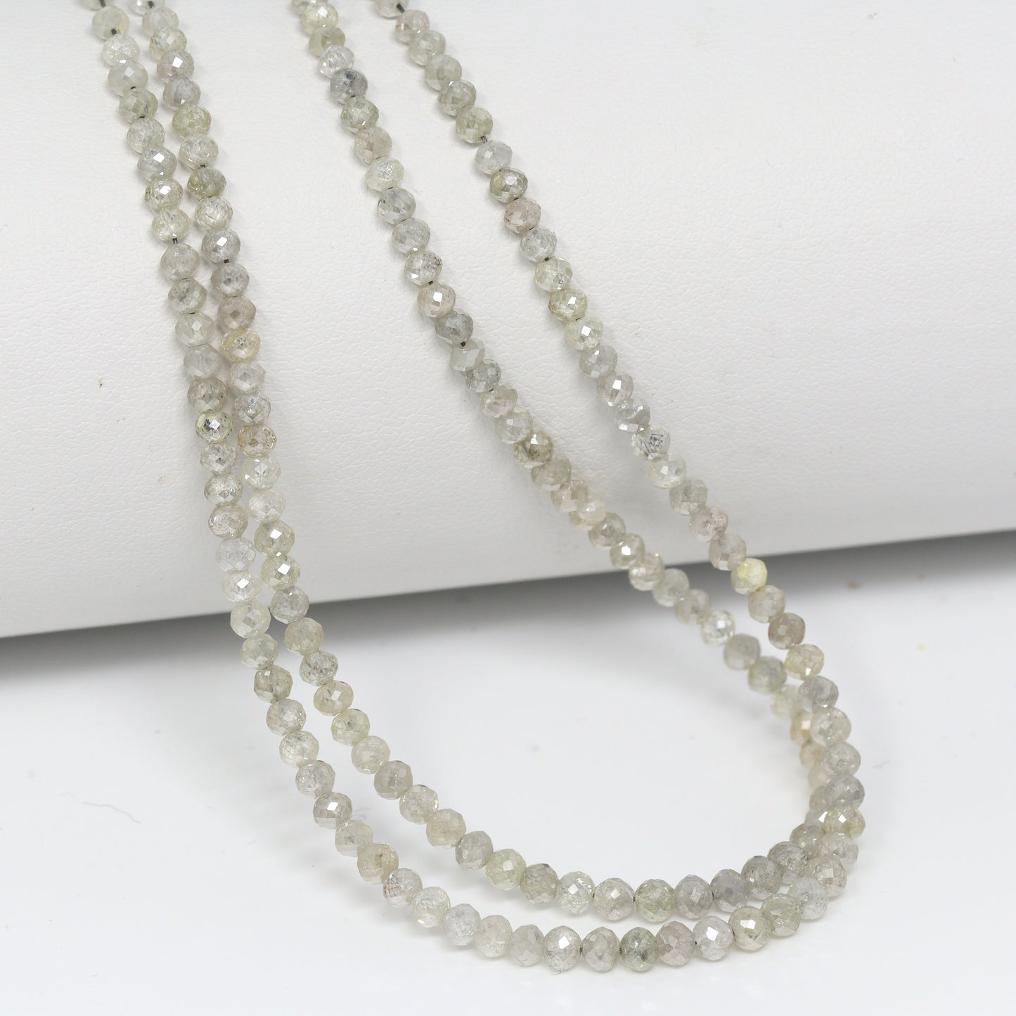 Gray Diamond 2.4mm – 3.3mm Hand Faceted Rondelles Bead Strand