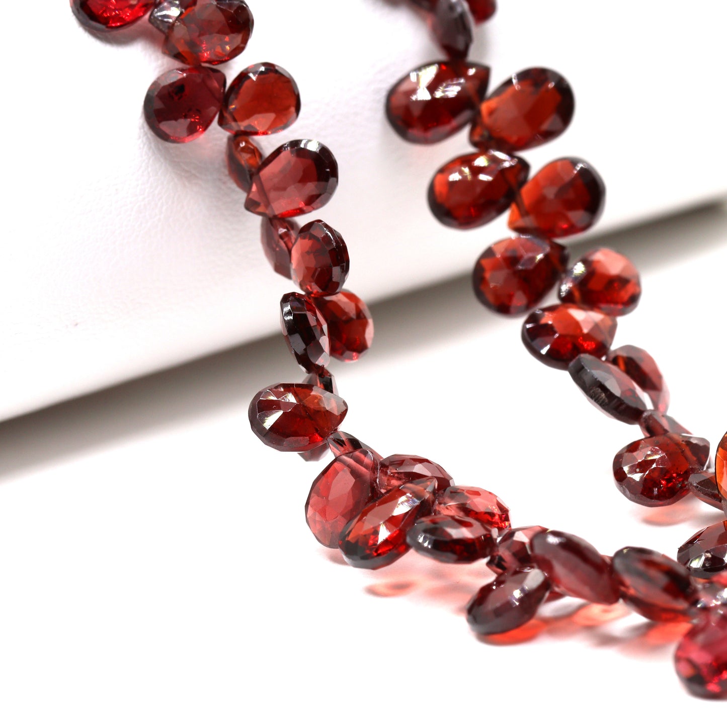 Red Garnet 8x6mm Faceted Pear Shaped Briolettes Bead Strand