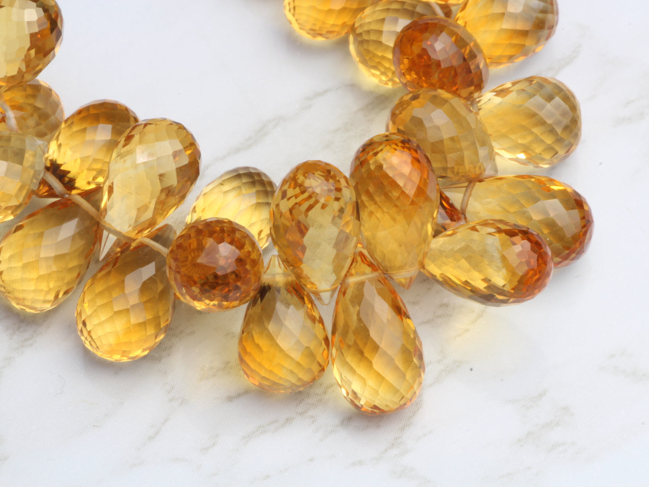Yellow Citrine 10x6mm Faceted Teardrop Briolettes