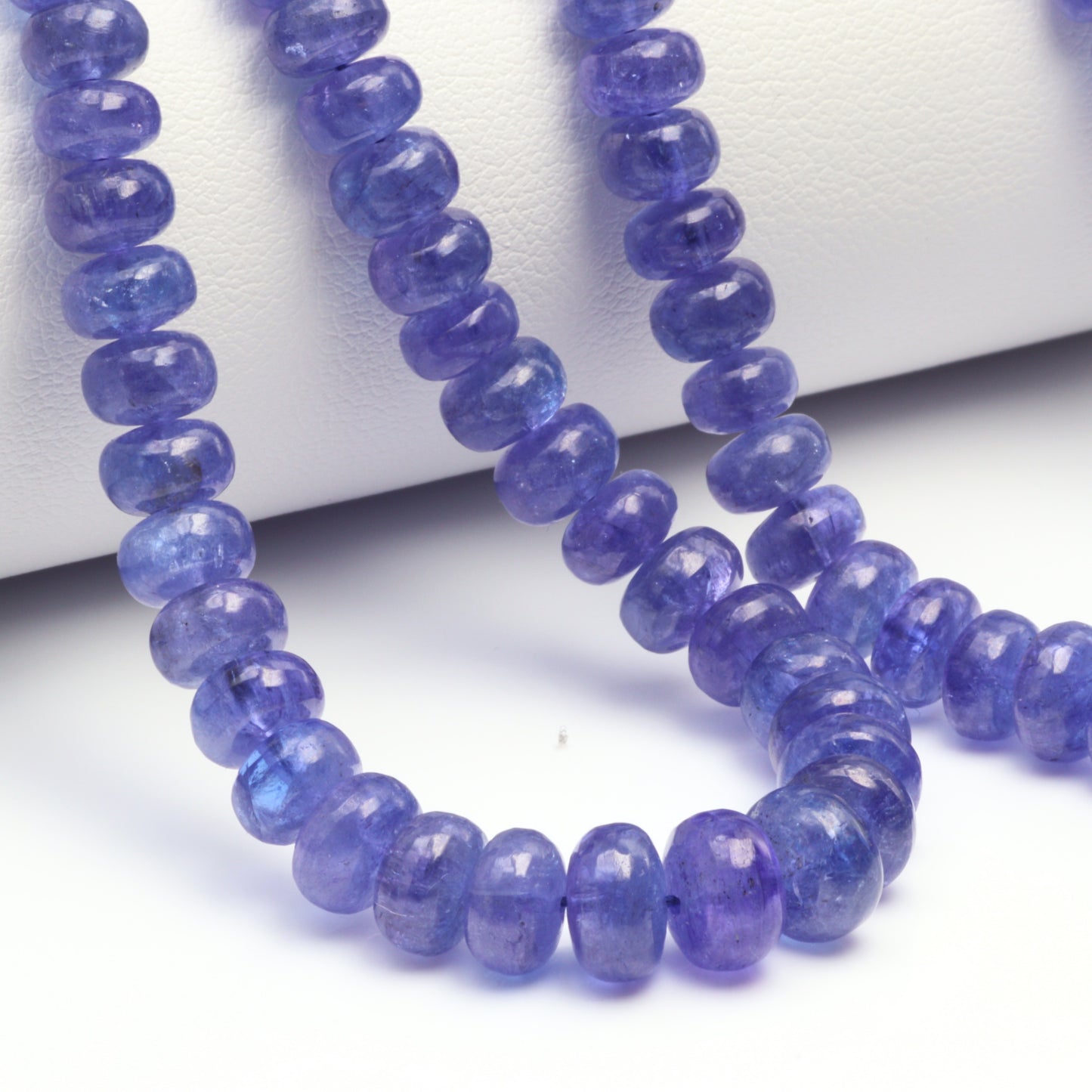 Blue Tanzanite 6mm - 8mm Smooth Rondelles Bead Strand