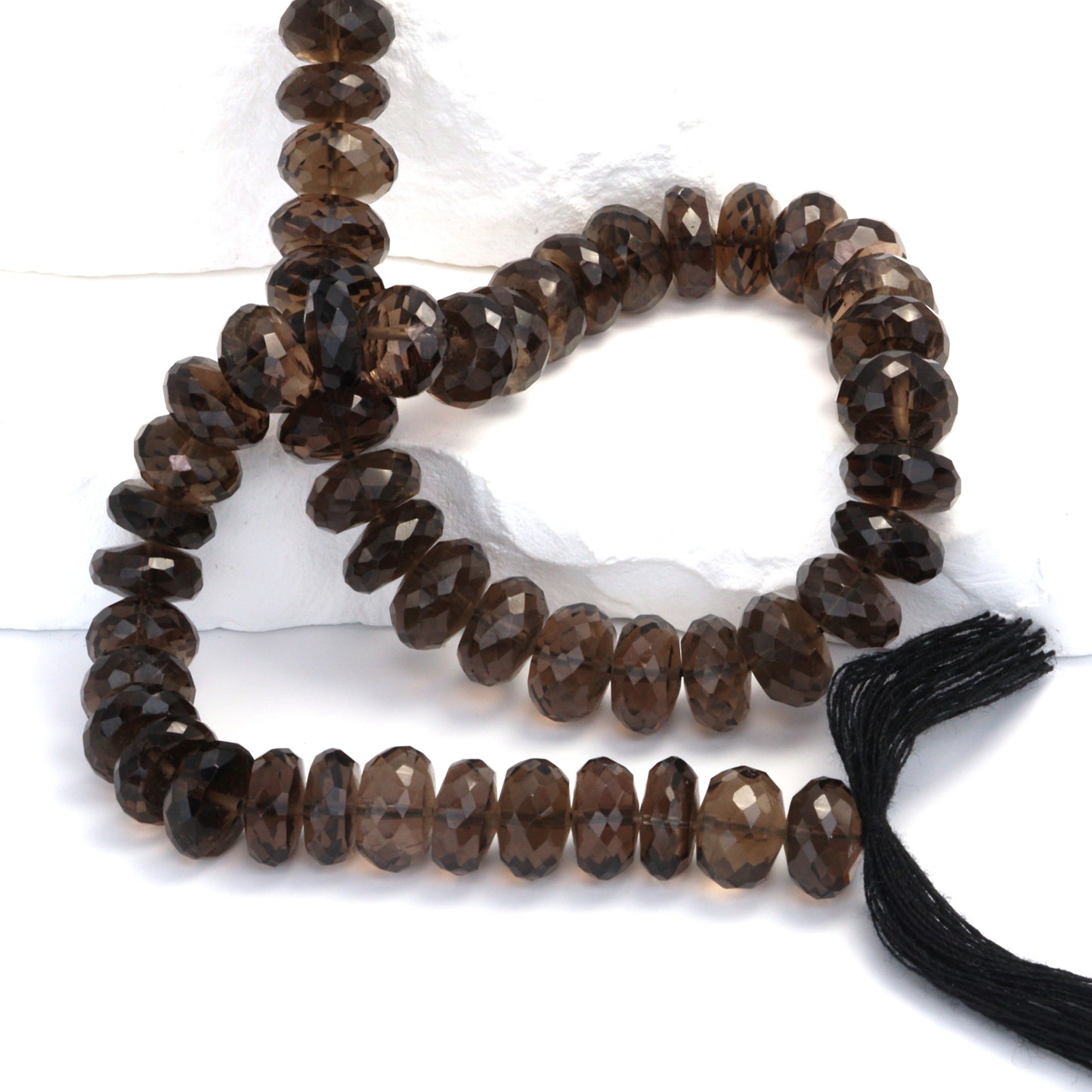Brown Smoky Quartz 9mm Faceted Rondelles Bead Strand