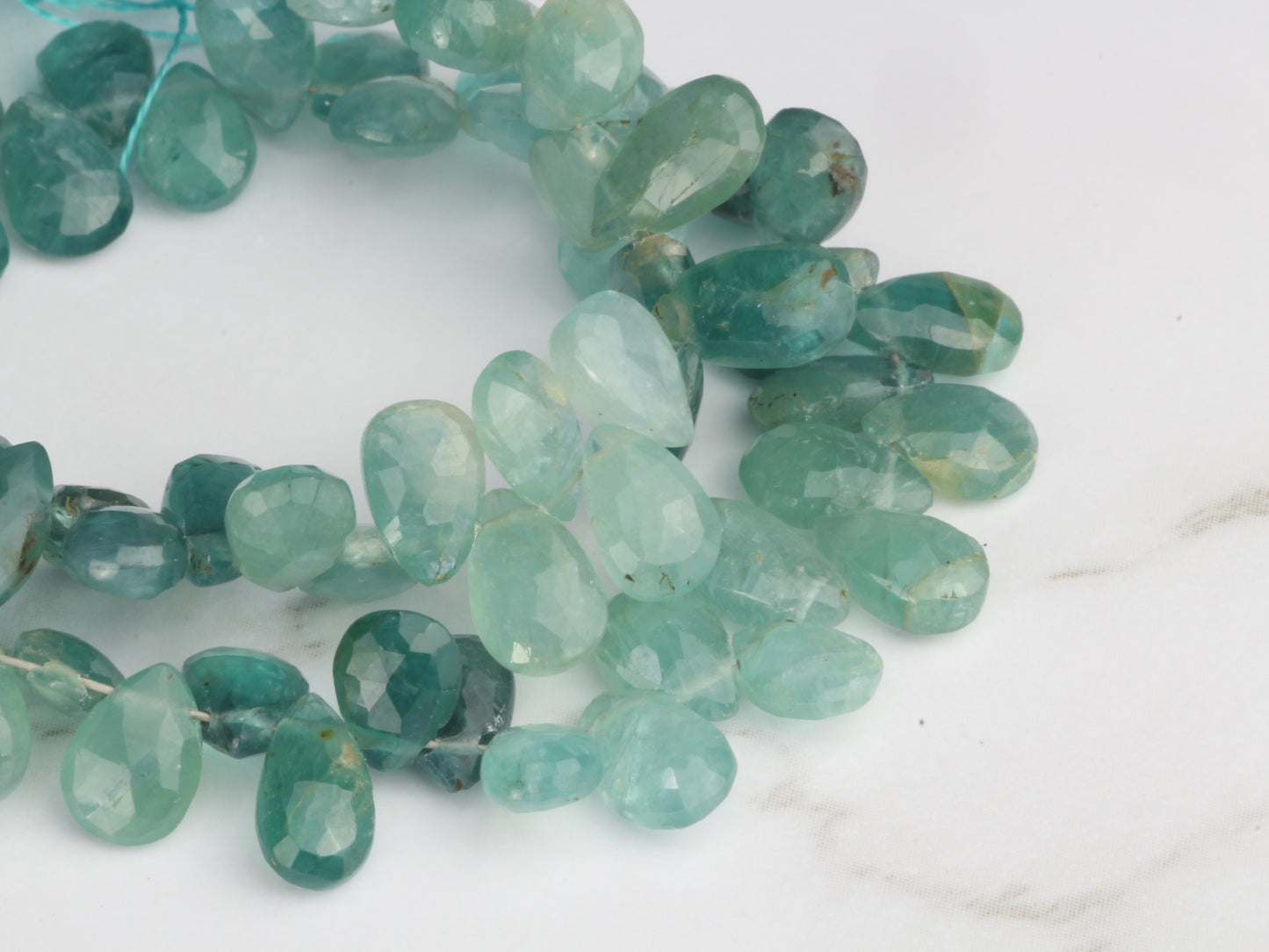 Ombre Blue Grandiderite 7x5mm Faceted Pear Shaped Briolettes