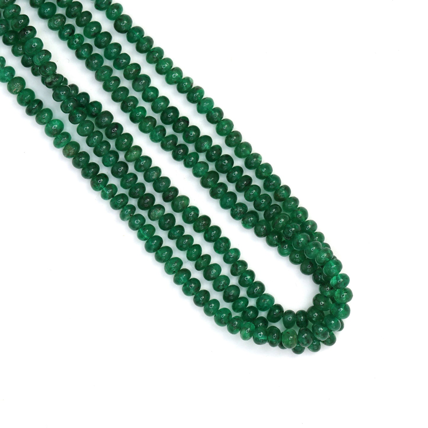 Green Emerald 3mm - 3.5mm Smooth Rondelles Bead Strand