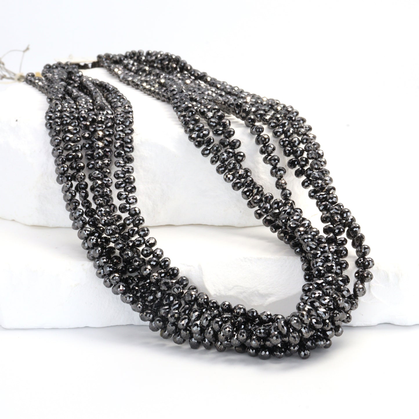 Black Diamond 4x2mm – 5x3mm Faceted Teardrop Briolettes Bead Strand