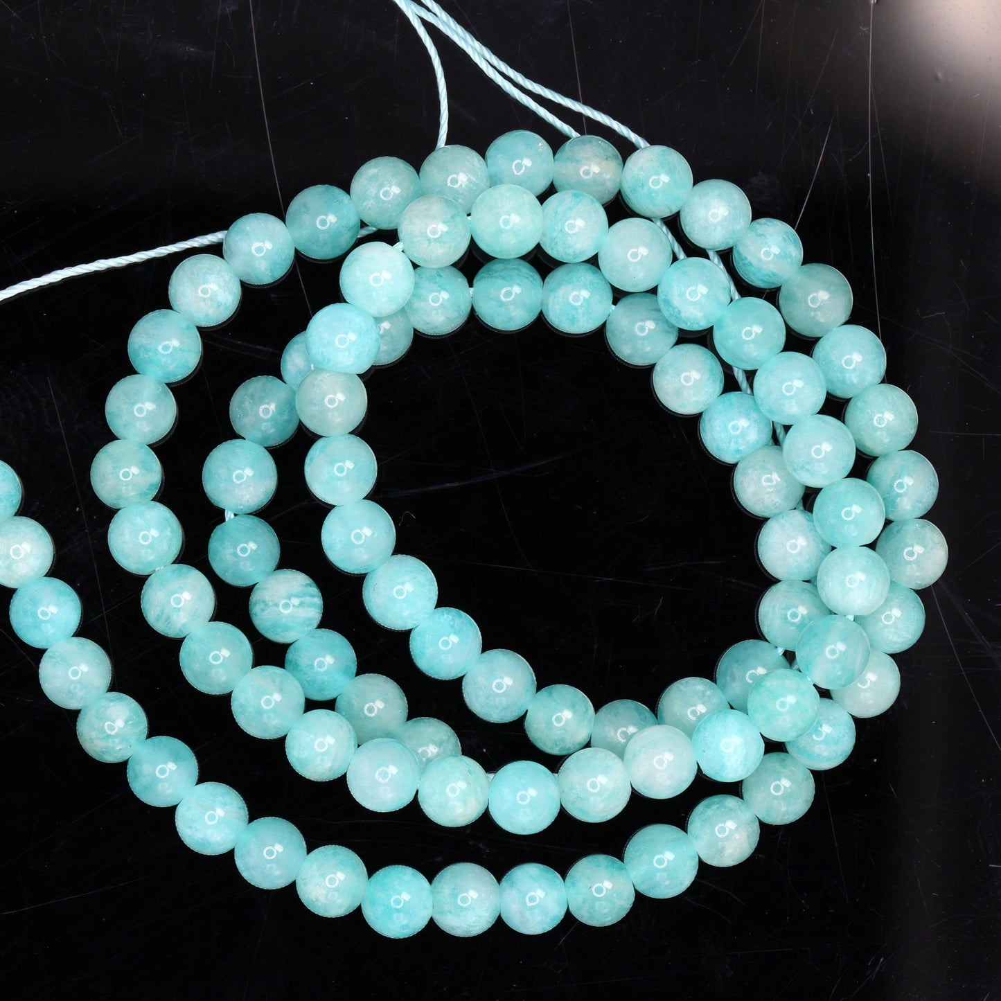 Blue Amazonite 4mm Smooth Rounds Bead Strand