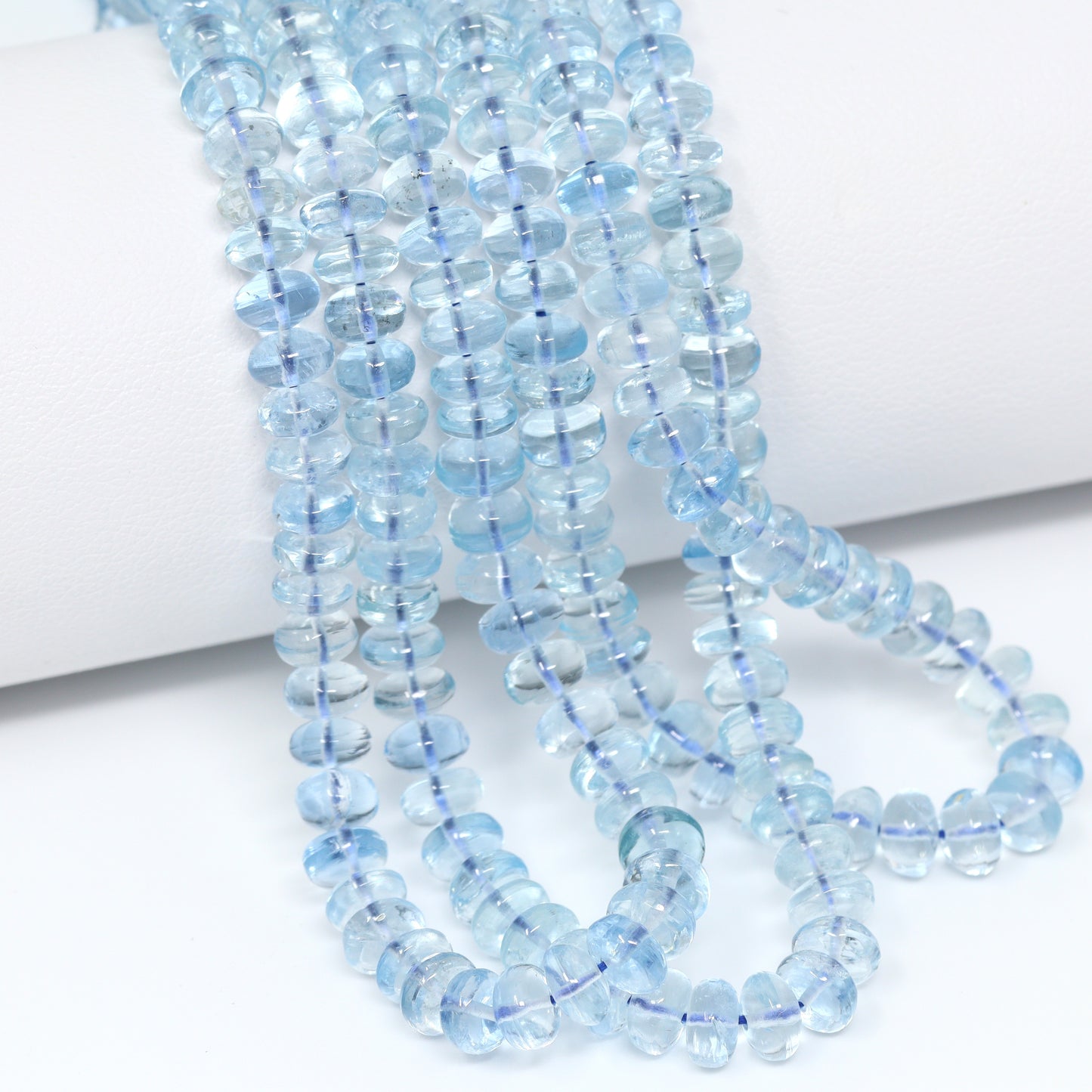 Blue Aquamarine 4.5mm – 5.5mm Smooth Rondelles Bead Strand