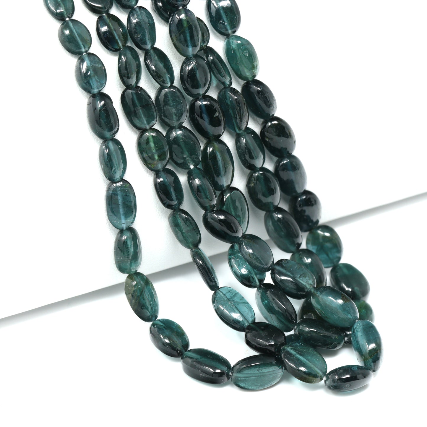 Blue Tourmaline 5x3mm – 10x7mm Smooth Ovals Bead Strand