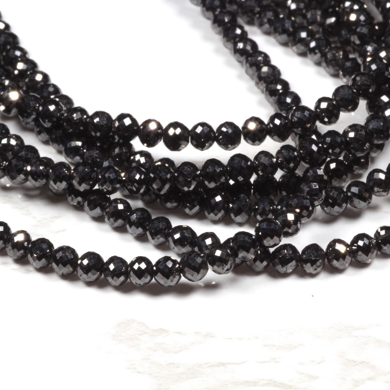 AA Black Diamond 2.5mm - 3.25mm Faceted Rondelles Bead Strand