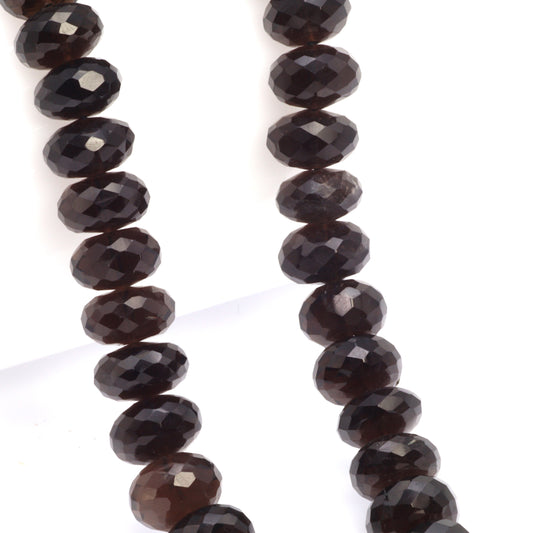 Brown Smoky Quartz 9mm Faceted Rondelles Bead Strand