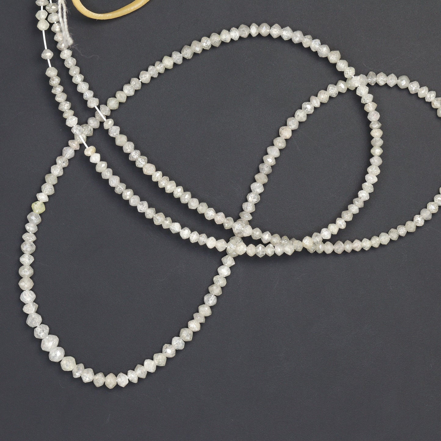 Gray Diamond 2mm - 2.7mm Hand Faceted Rondelles Bead Strand