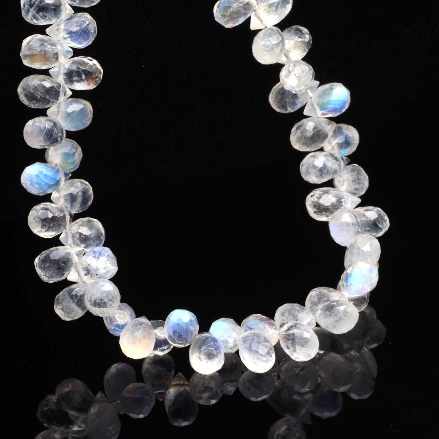 Blue Rainbow Moonstone 6x4mm Faceted Teardrop Briolettes