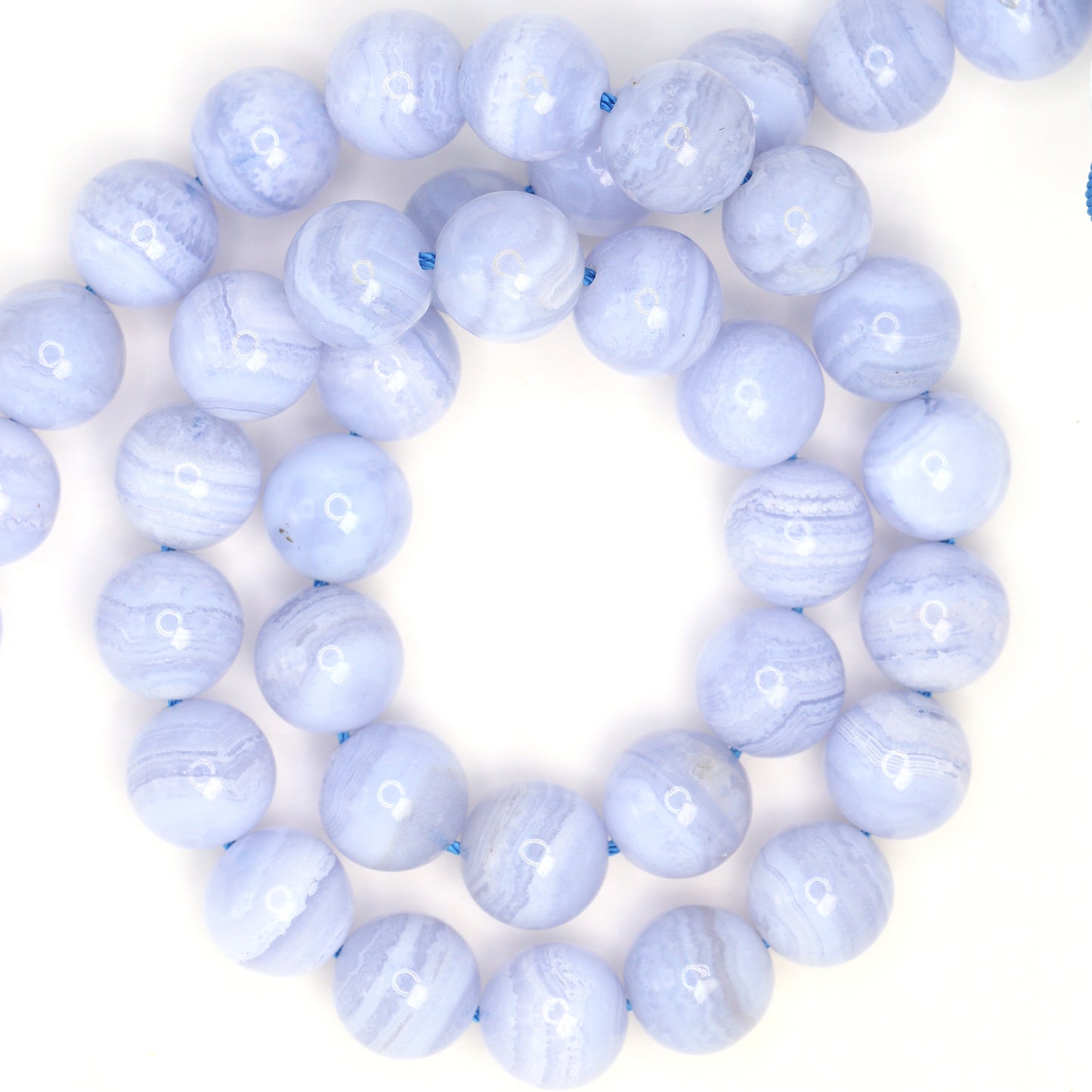 Blue Lace Agate 10mm Smooth Rounds Bead Strand