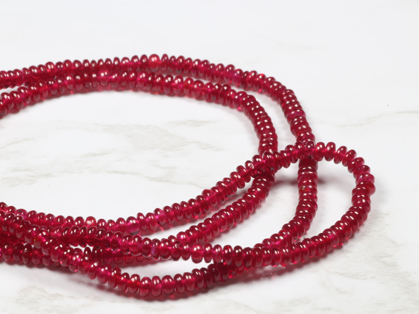 AAA Red Ruby 2.5mm Smooth Rondelles Bead Strand