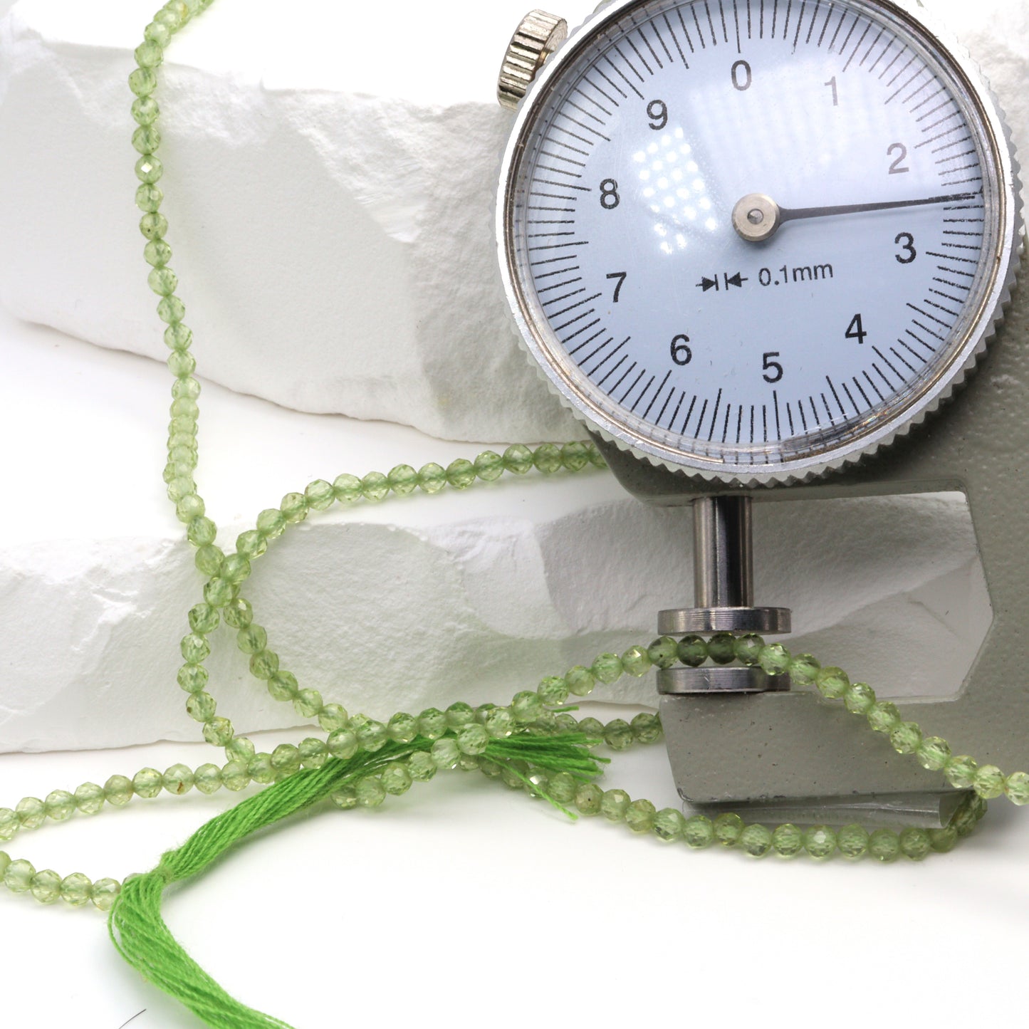 Green Peridot 2.5mm Faceted Rounds Bead Strand