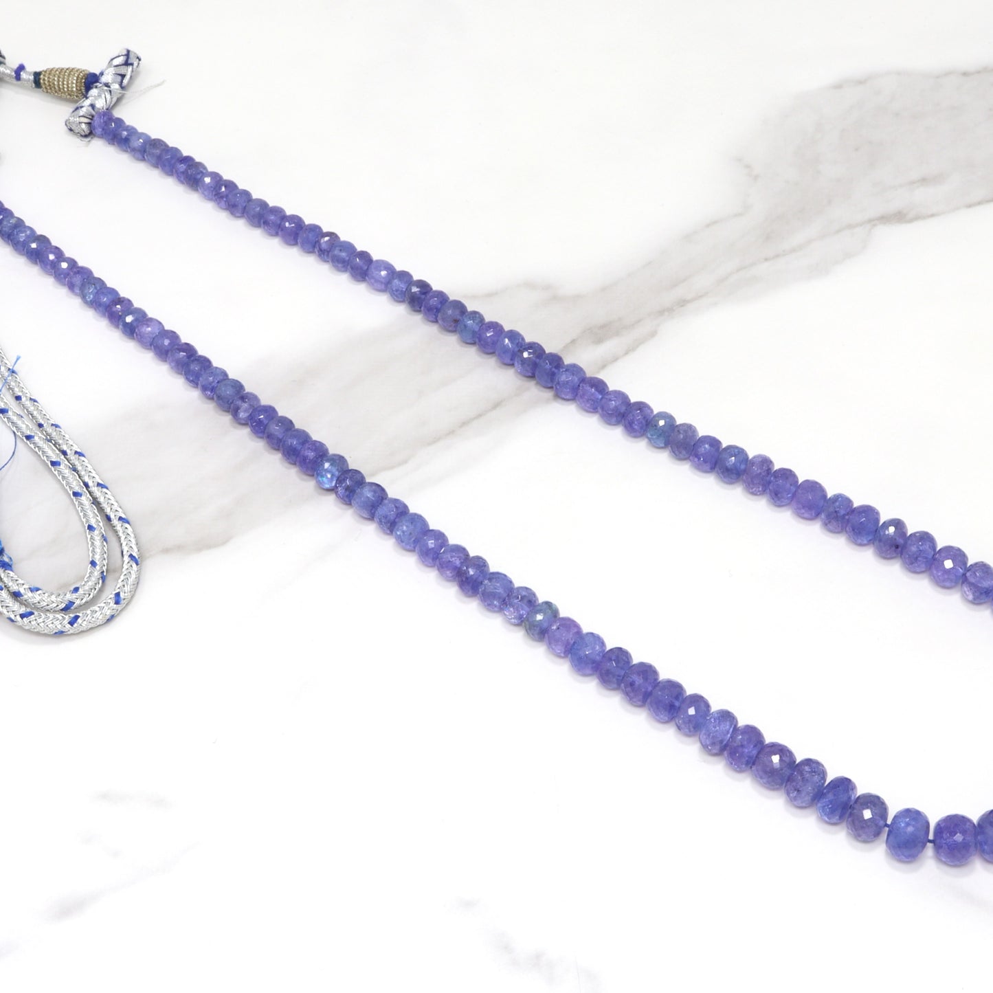 Blue Tanzanite 5mm - 8mm Faceted Rondelles 1 Strand Bead Necklace