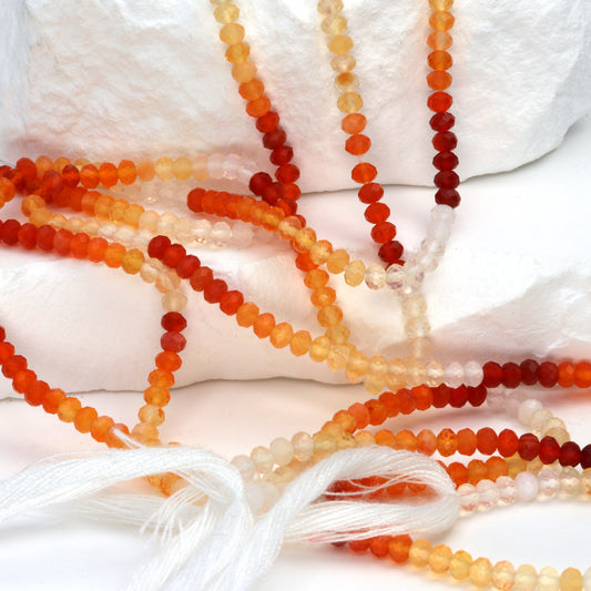 Ombre Mexican Fire Opal 3mm Faceted Rondelles Bead Strand
