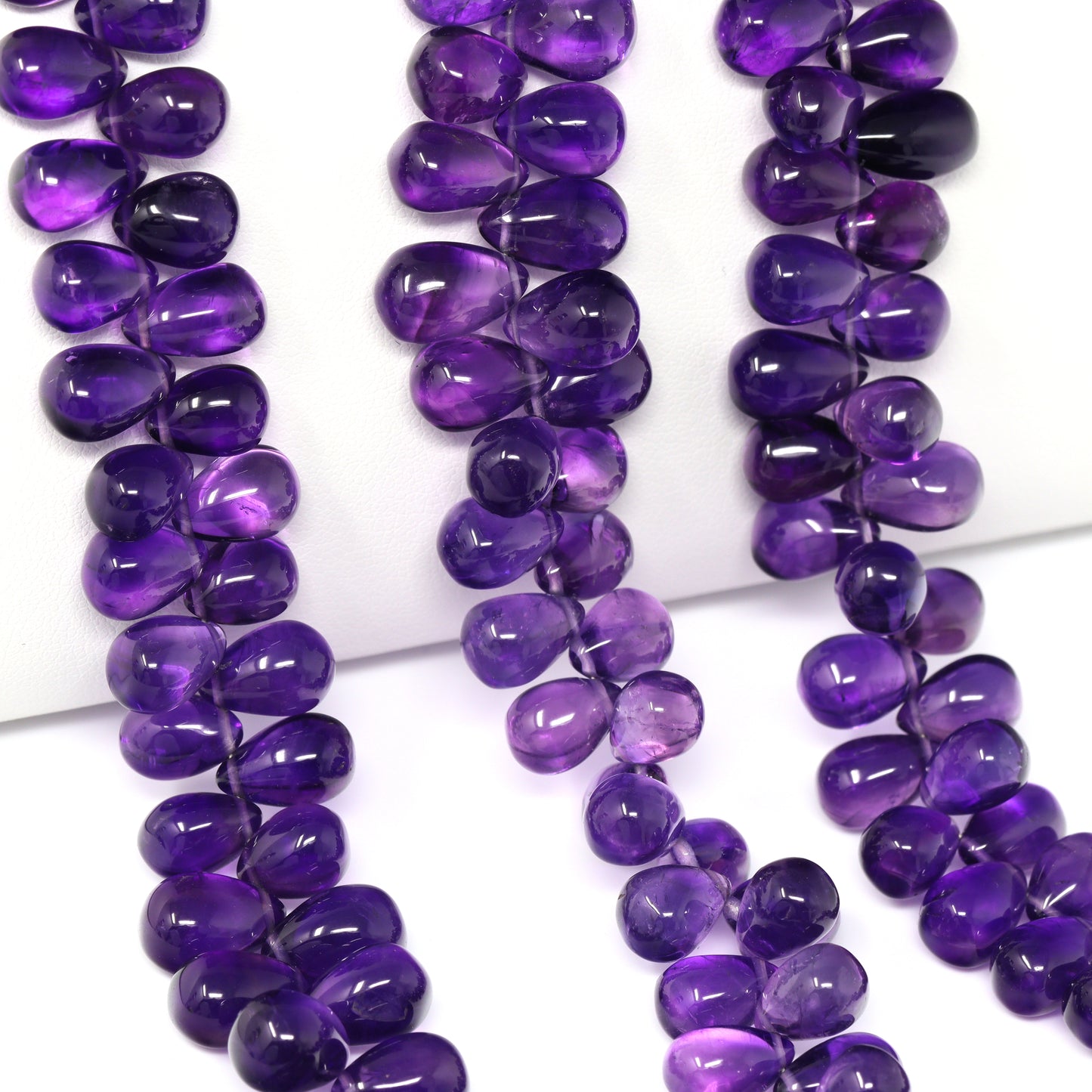 Purple Amethyst 10x7mm Smooth Teardrop Briolettes Bead Strand