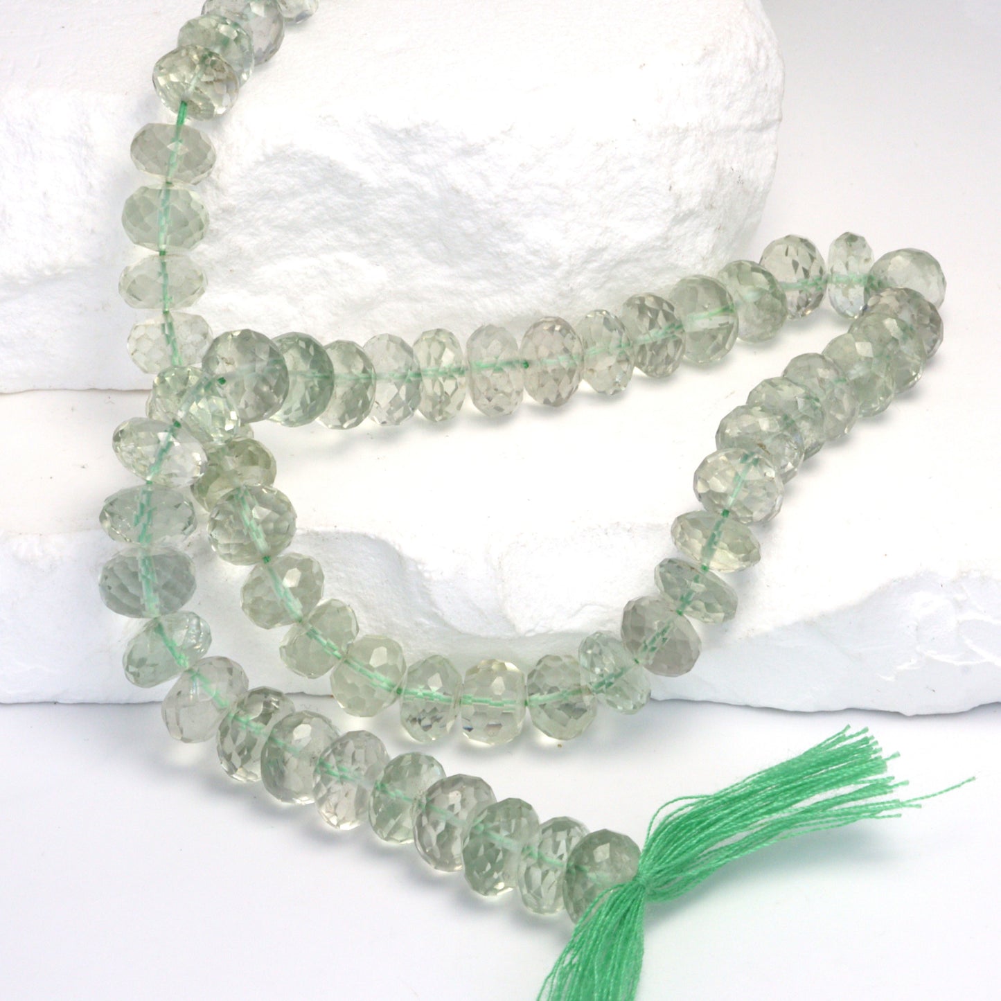 Green Amethyst 8mm Faceted Rondelles Bead Strand