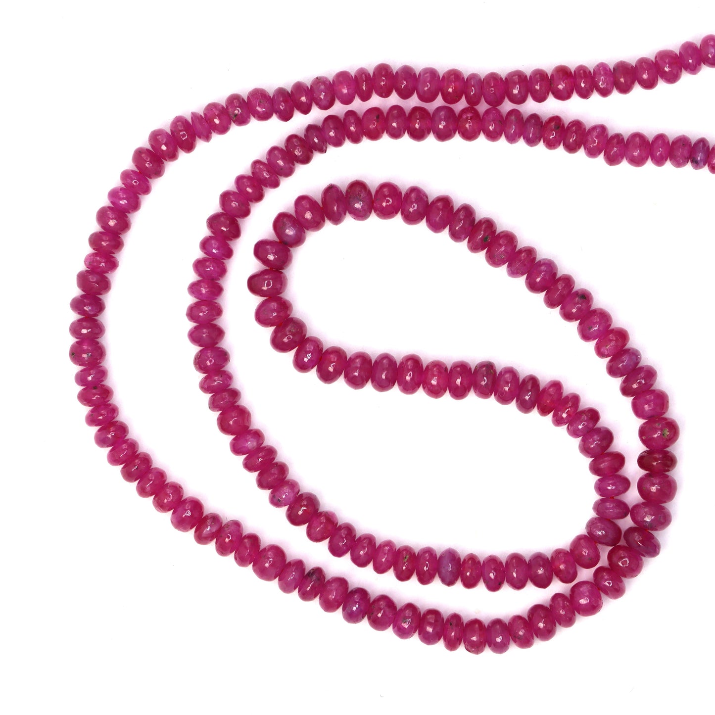 Pink Sapphire 3mm - 4mm Smooth Rondelles Bead Strand
