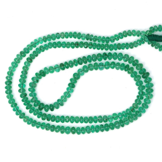 Green Emerald 3mm - 3.5mm Smooth Rondelles Bead Strand