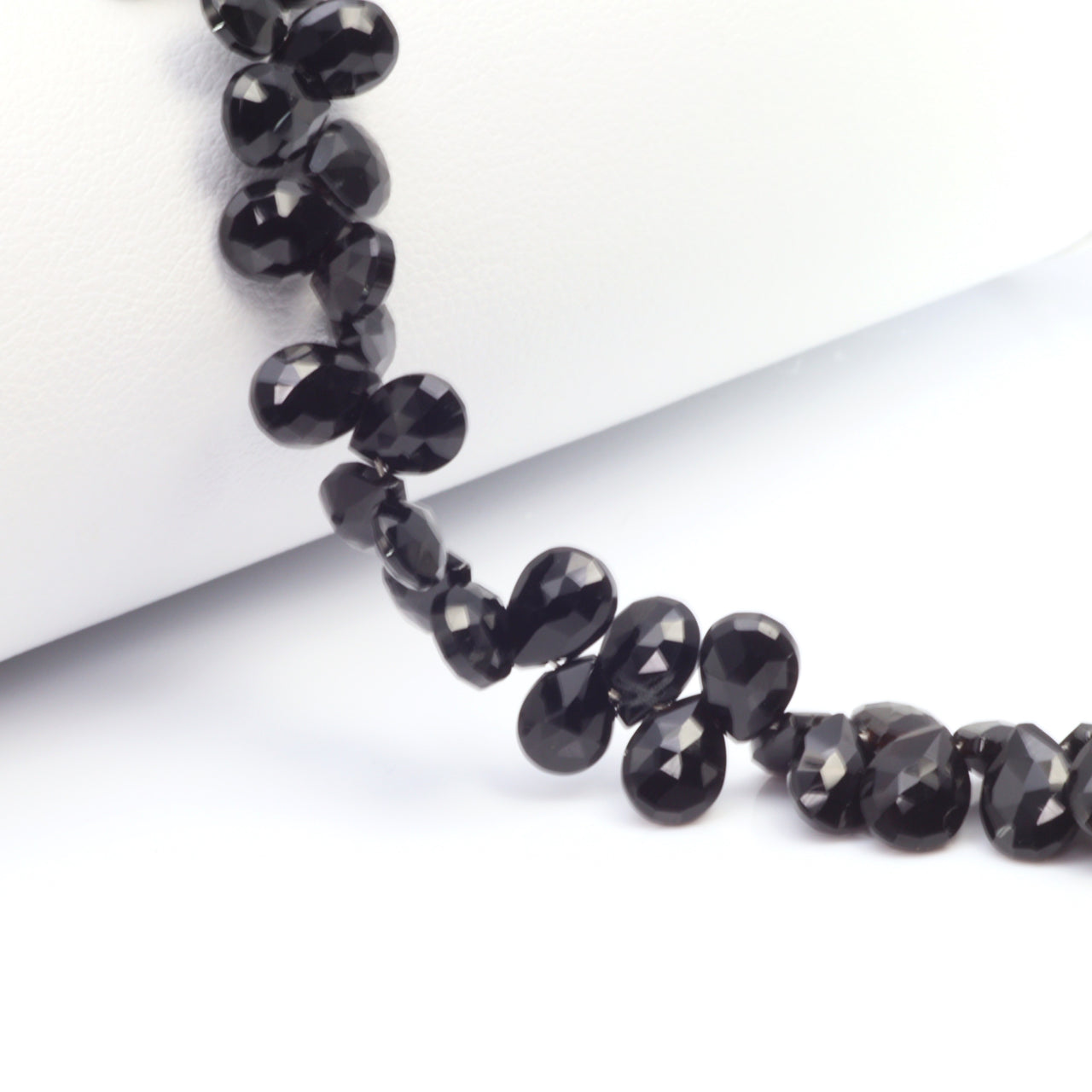 Black Spinel 7x4mm Faceted Pear Shaped Briolettes Bead Strand
