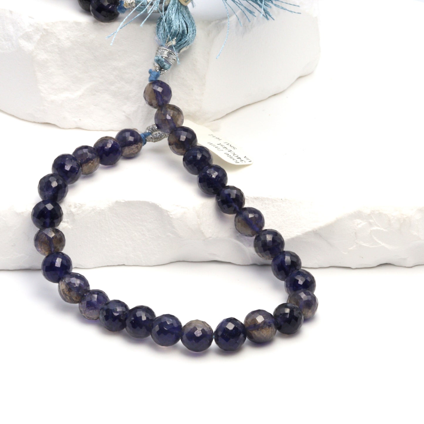 Blue Iolite 7mm Faceted Rounds Bead Strand