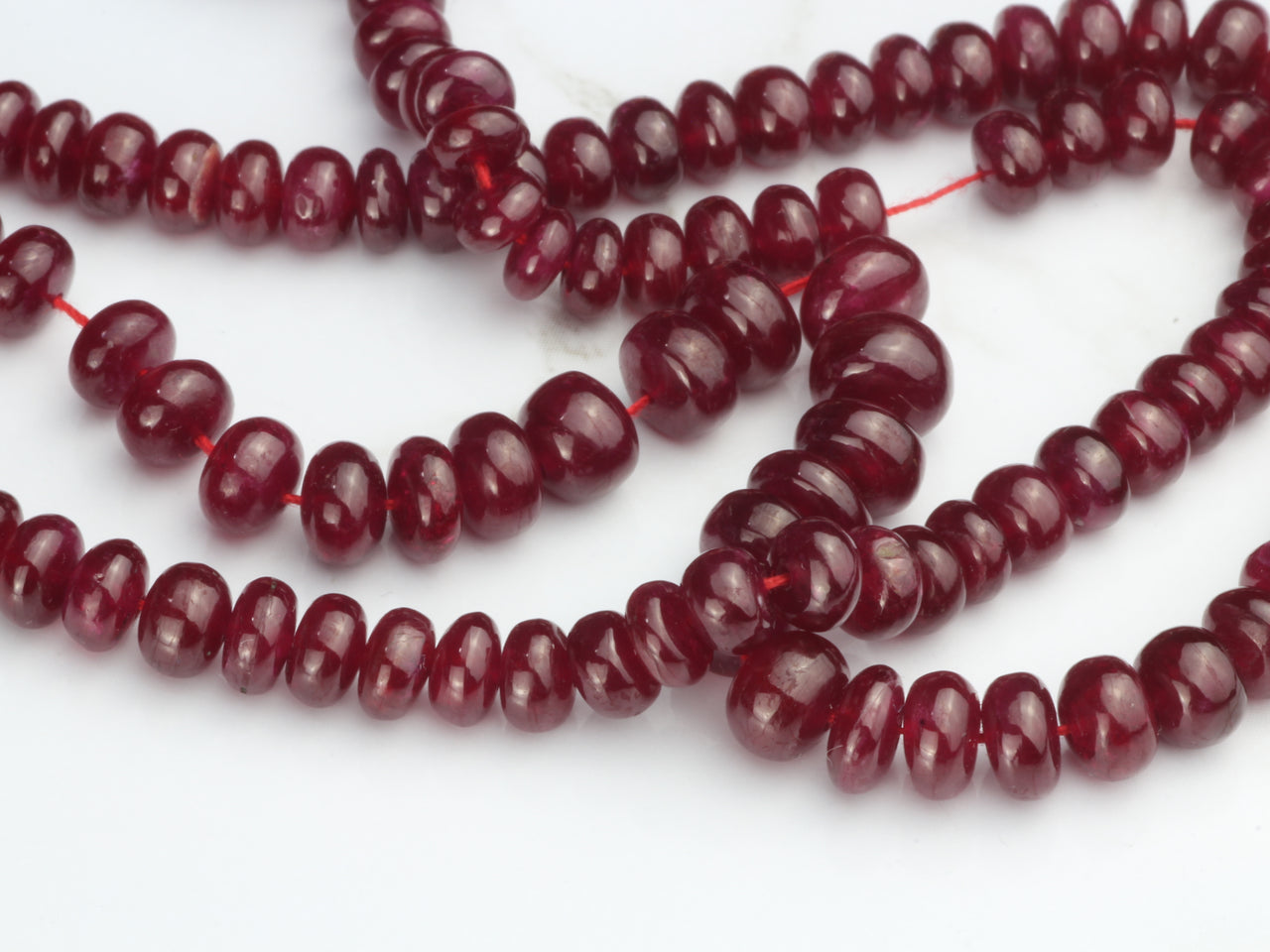 Red Ruby 4.5mm - 6.5mm Smooth Rondelles Bead Strand