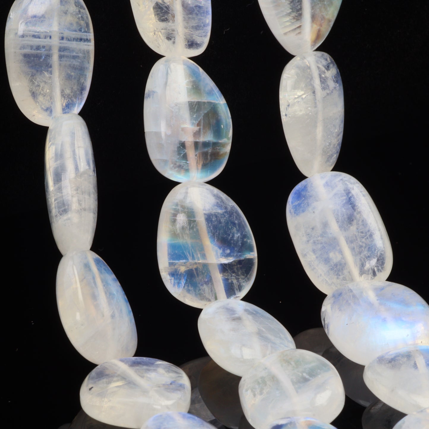 Blue Rainbow Moonstone 15x11mm Smooth Nuggets