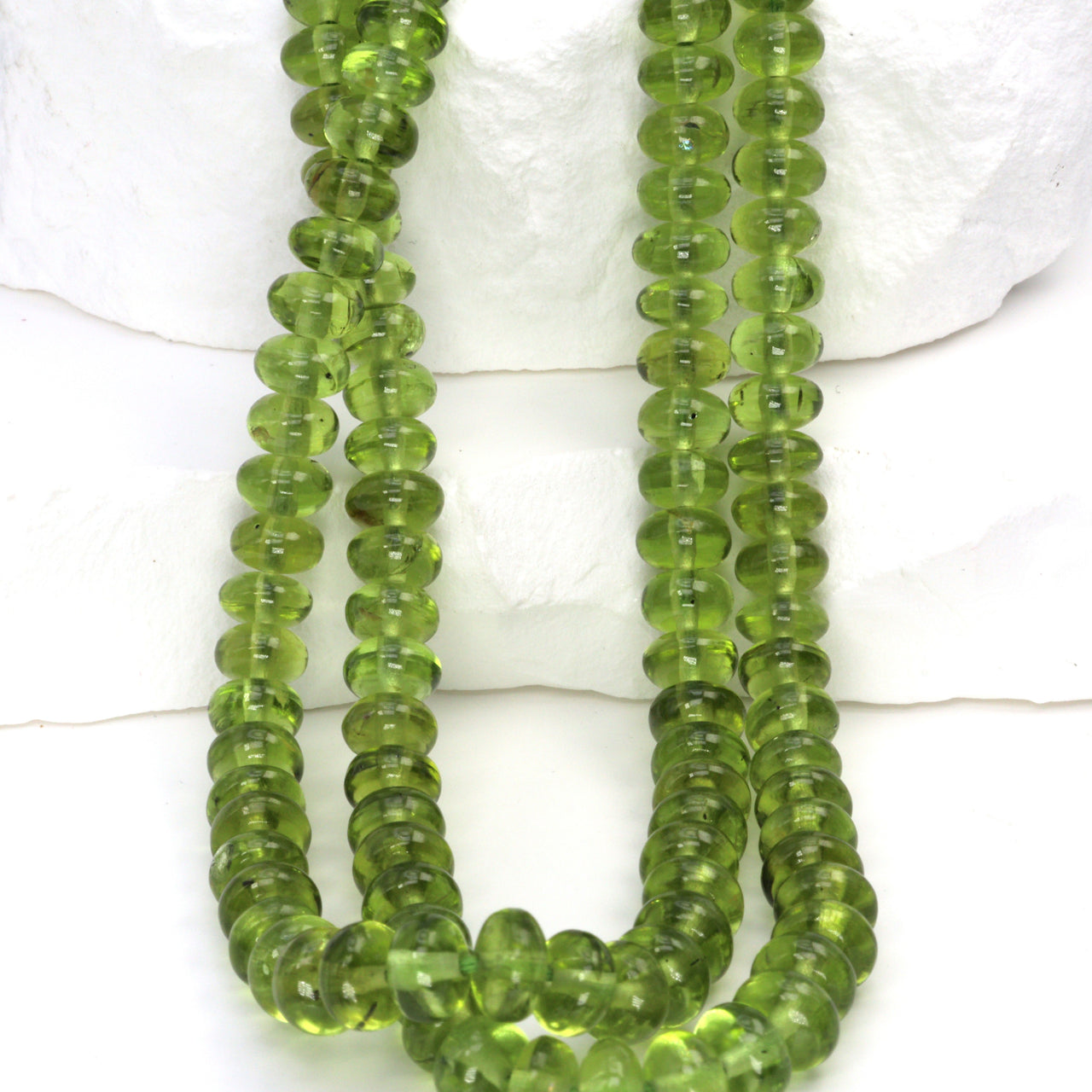 AA Green Peridot 6mm Smooth Rondelles Bead Strand