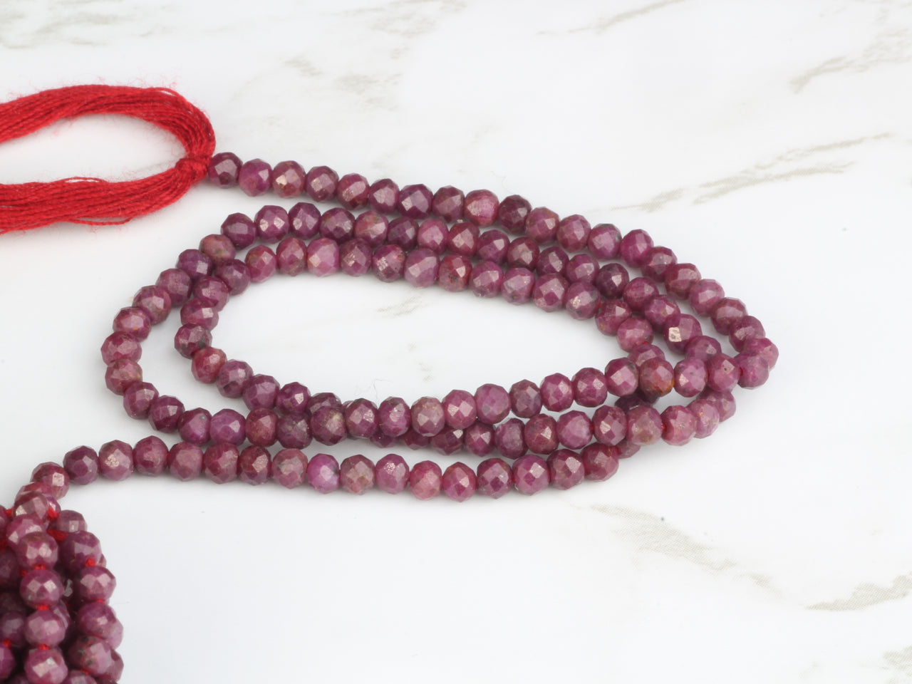 Red Ruby 3mm Faceted Rondelles Bead Strand