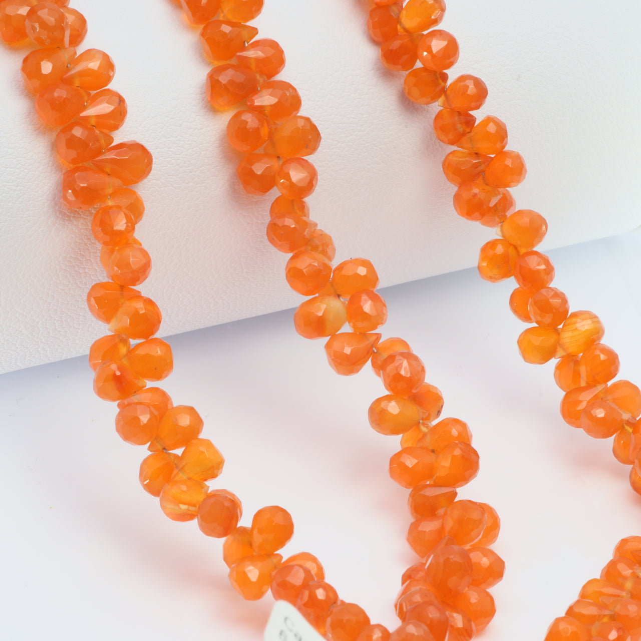 Orange Carnelian 6x4mm Faceted Teardrop Briolettes Bead Strand