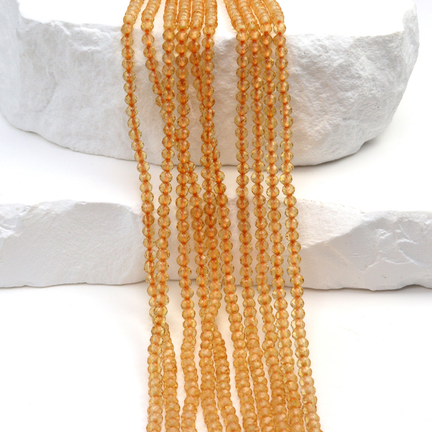 Yellow Citrine 2.5mm Faceted Rounds Bead Strand