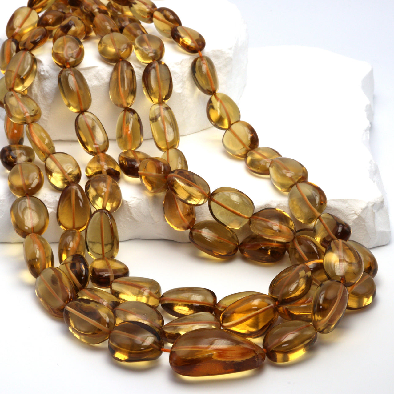 Honey Citrine 14x10mm - 18x15mm Smooth Nuggets Bead Strand