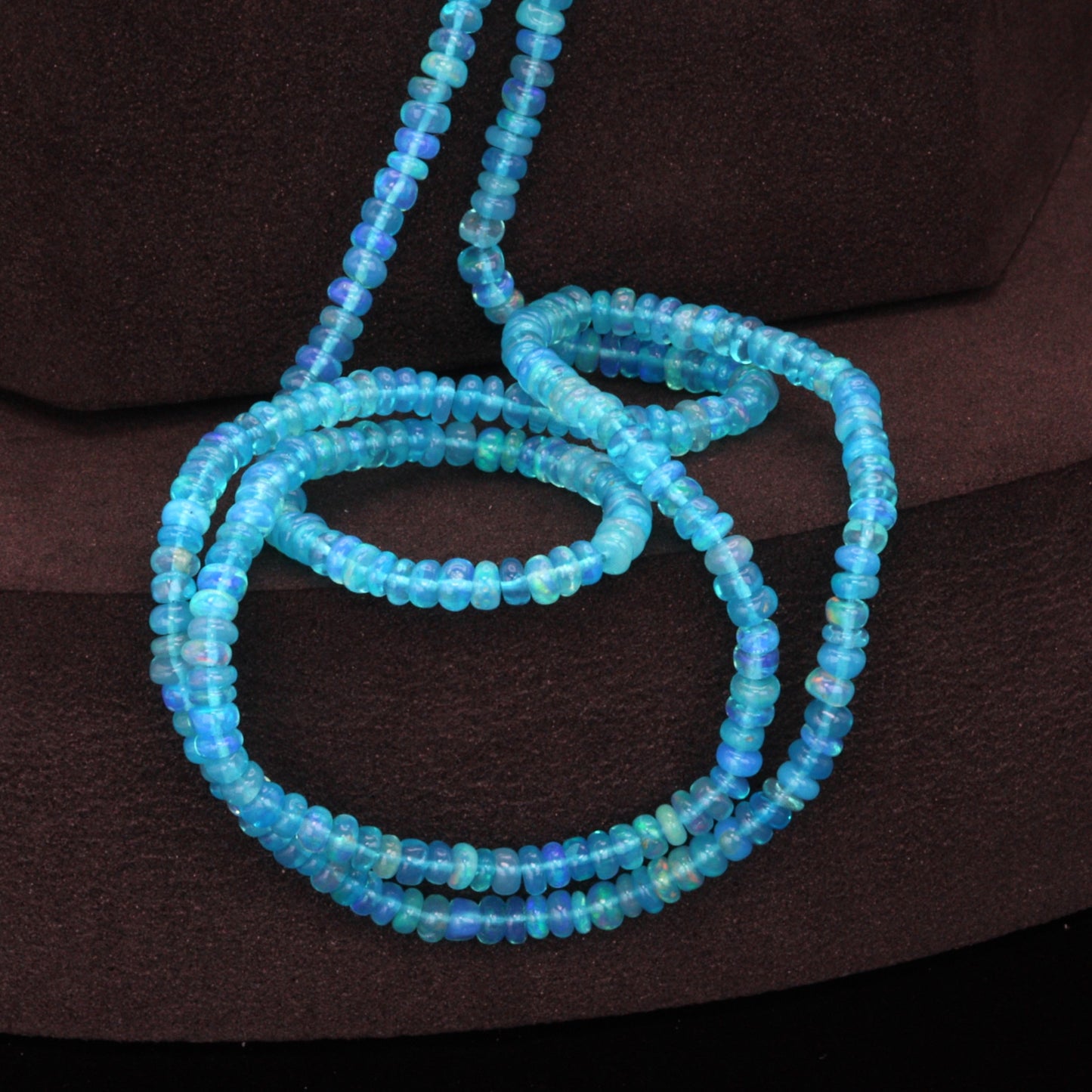 Teal Ethiopian Opal 3mm Smooth Rondelles Bead Strand