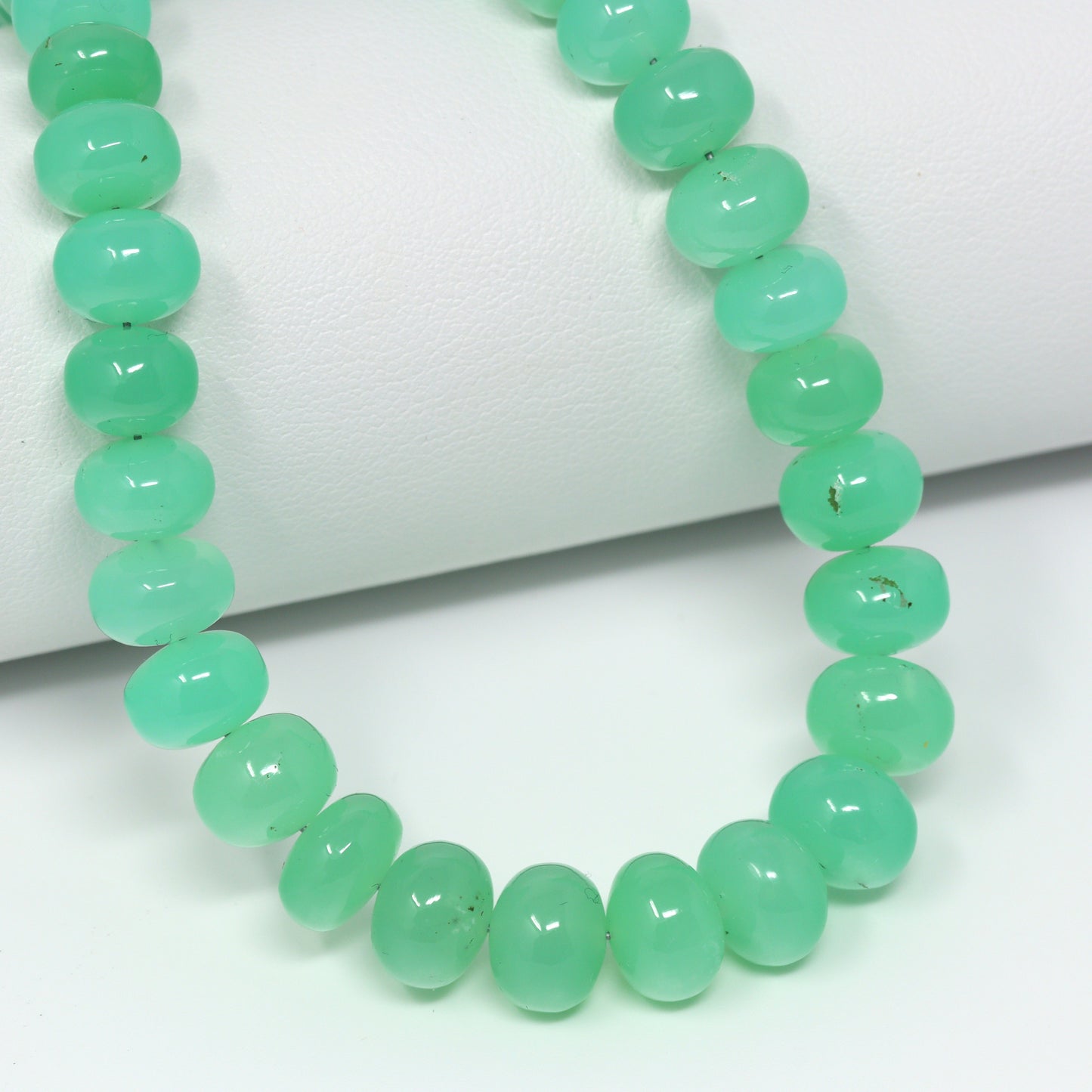 Apple Green Chrysoprase 7mm – 9mm Smooth Rondelles Bead Strand