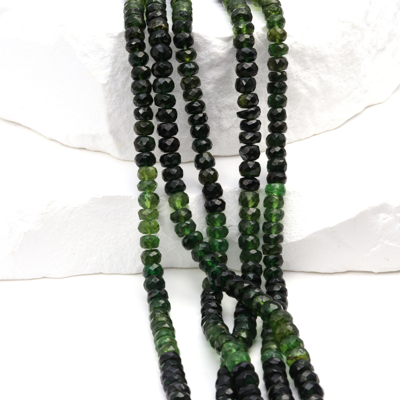 Ombre Green Tourmaline 4mm Hand Faceted Rondelles Bead Strand