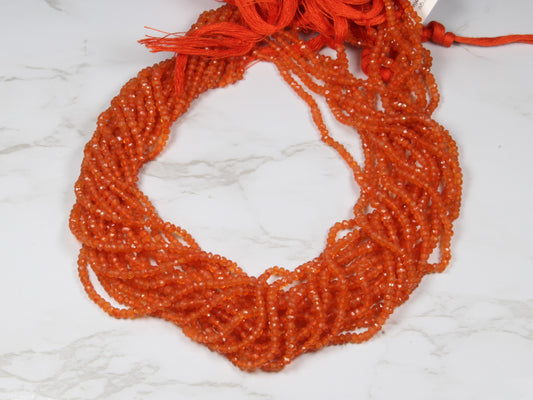 Orange Carnelian 2.5mm Faceted Rondelles