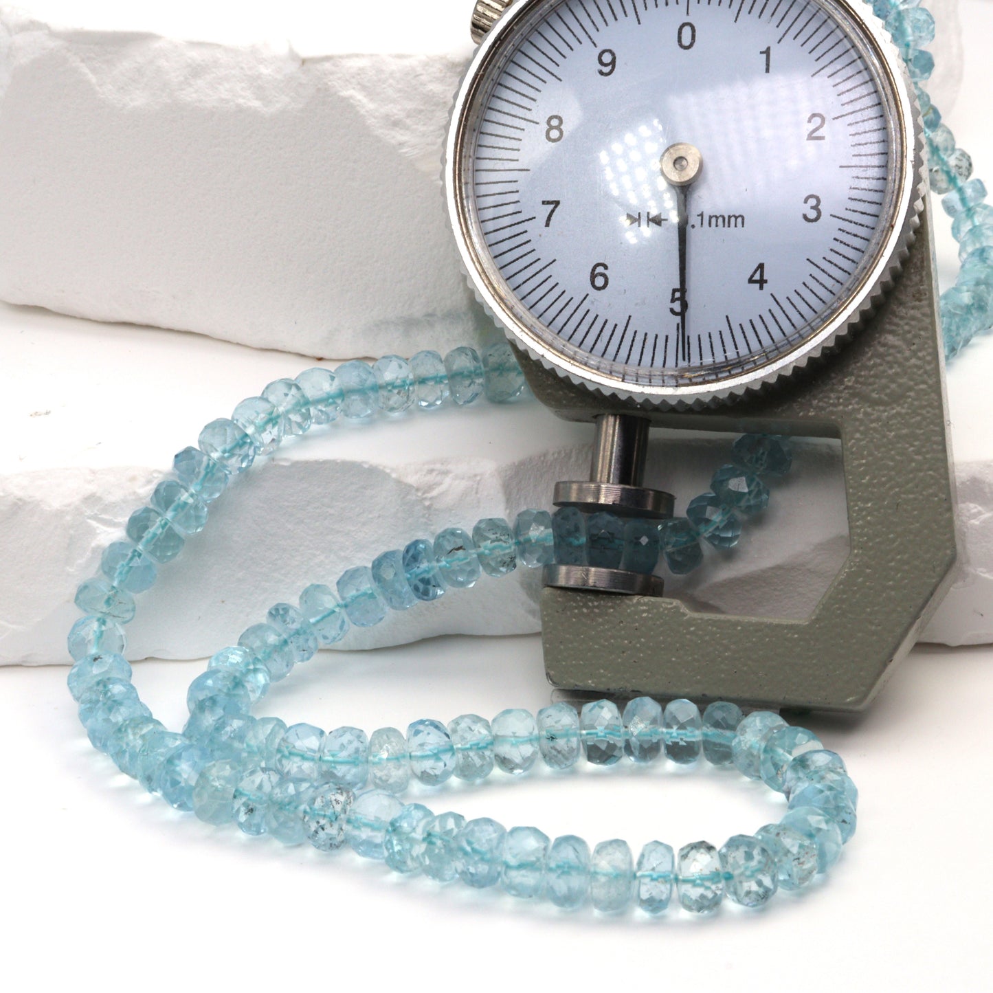 Blue Aquamarine 4.5mm – 5.5mm Faceted Rondelles Bead Strand