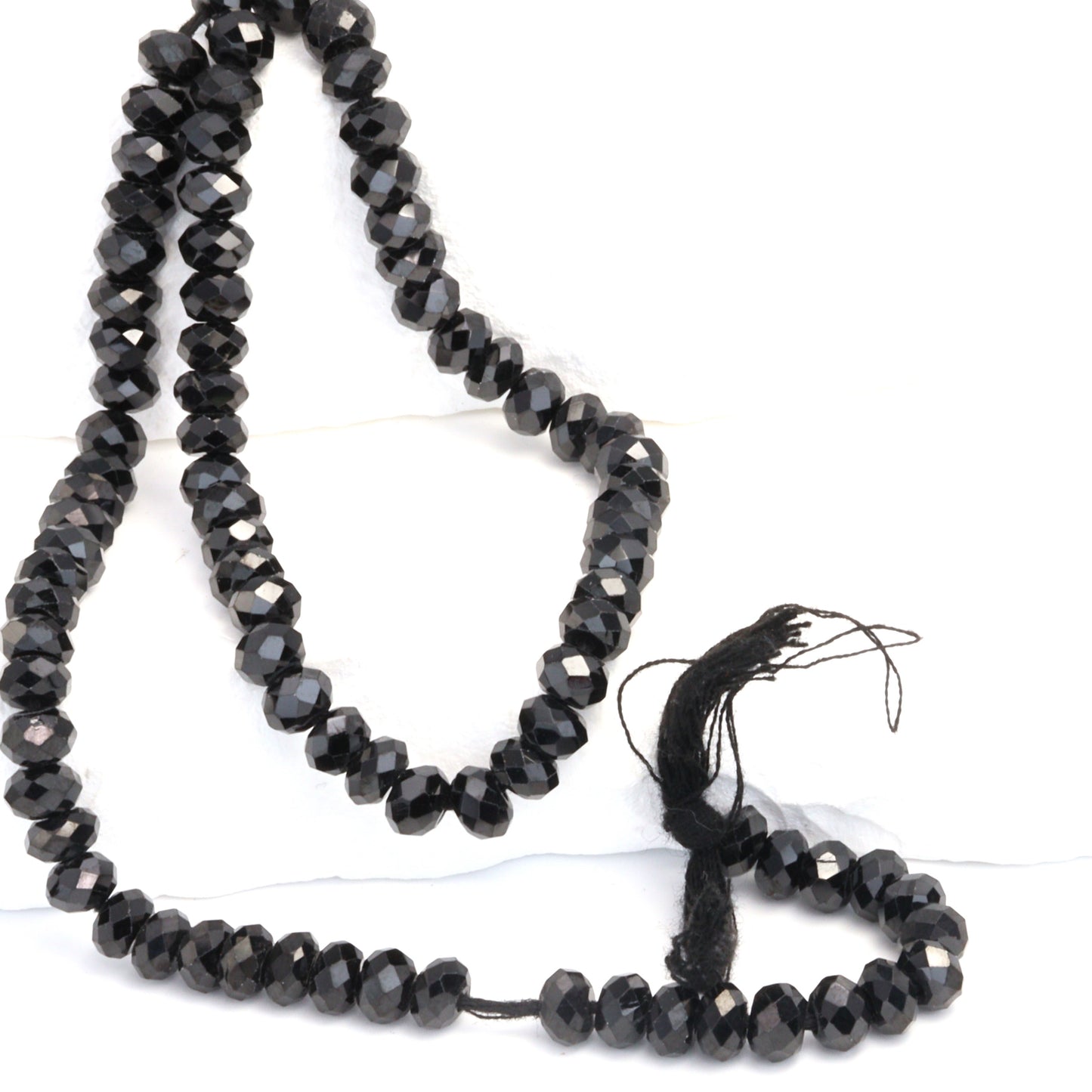 Black Spinel 5mm Faceted Rondelles