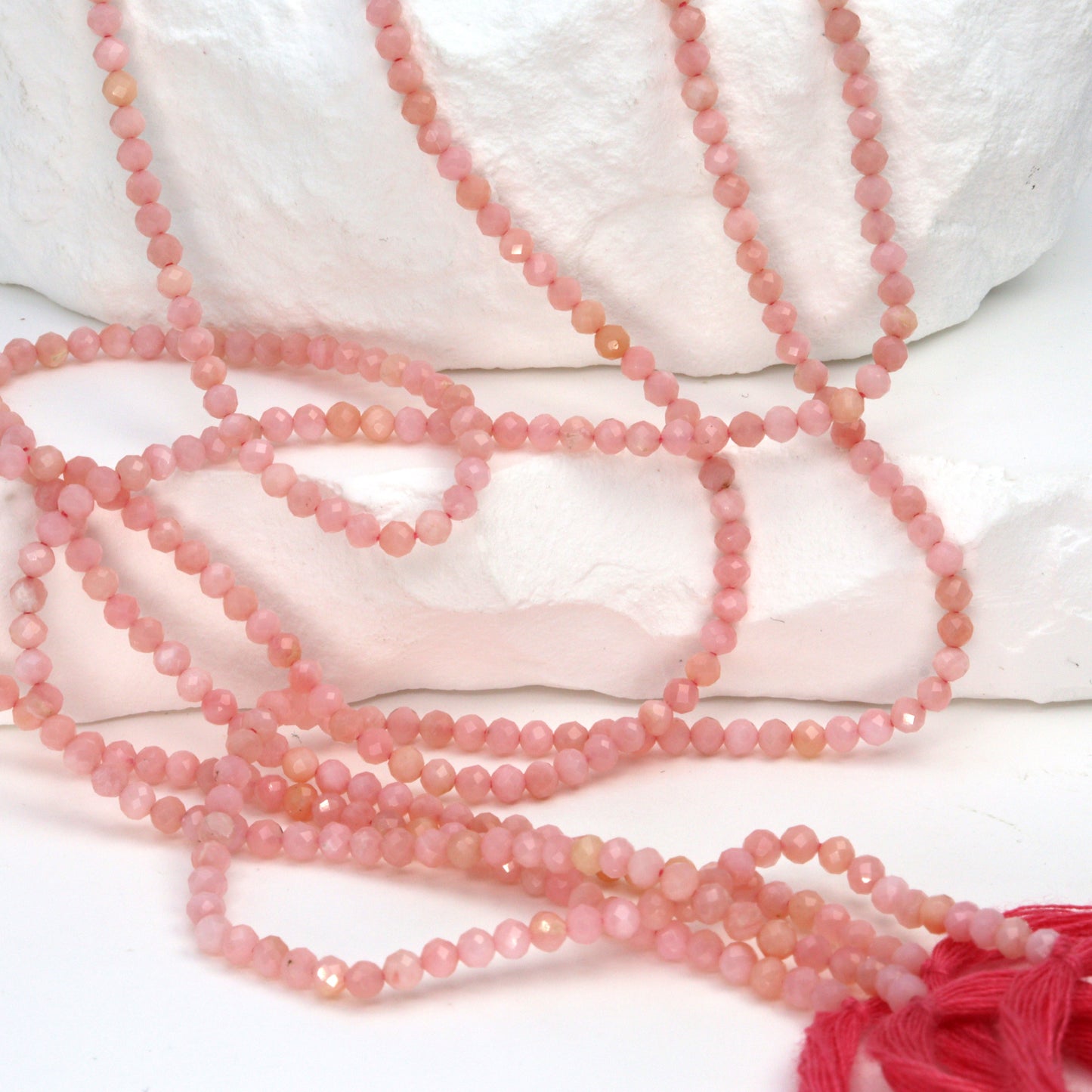 Dark Pink Opal 2.5mm Faceted Rounds Bead Strand
