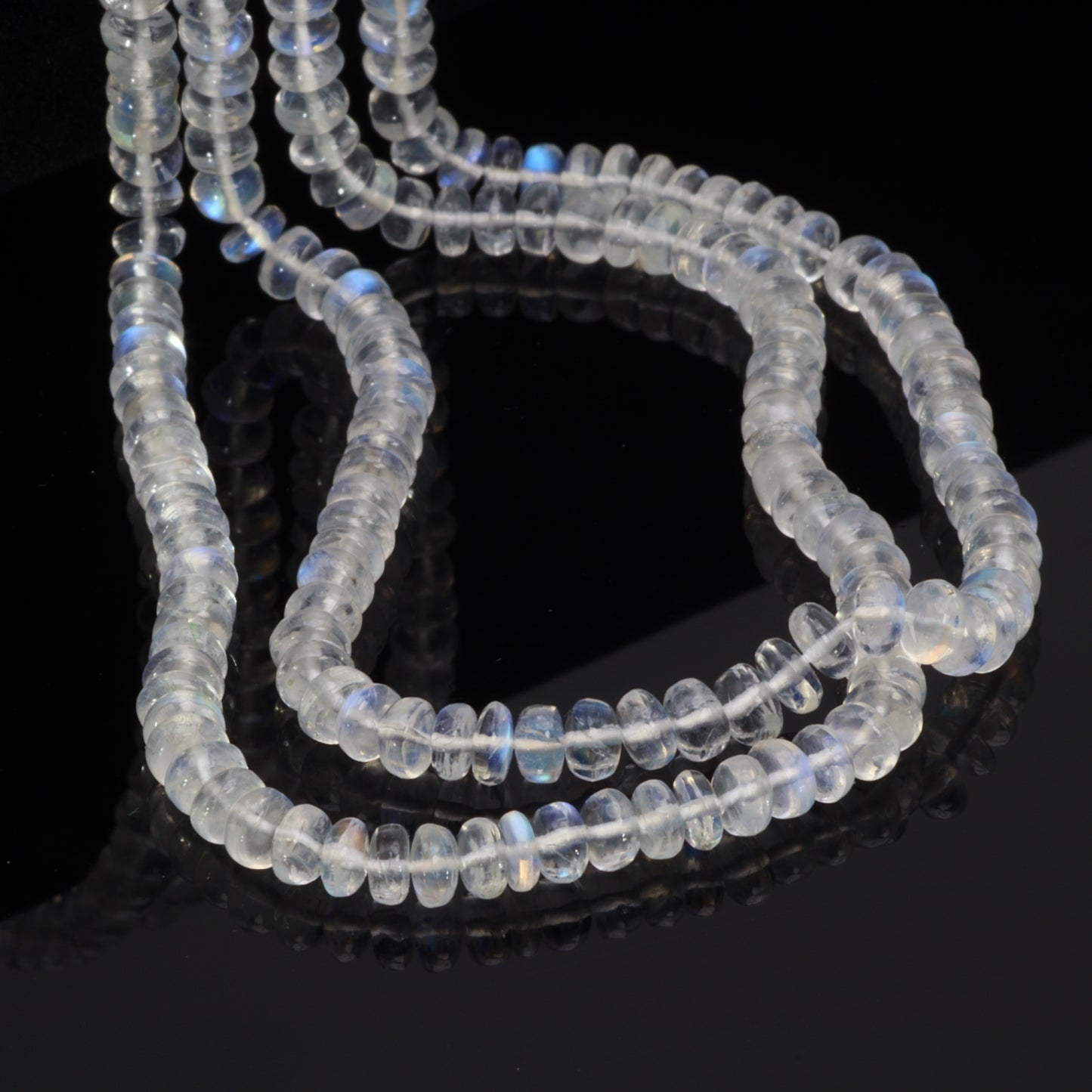 AAA Blue Rainbow Moonstone 4.5mm Smooth Rondelles