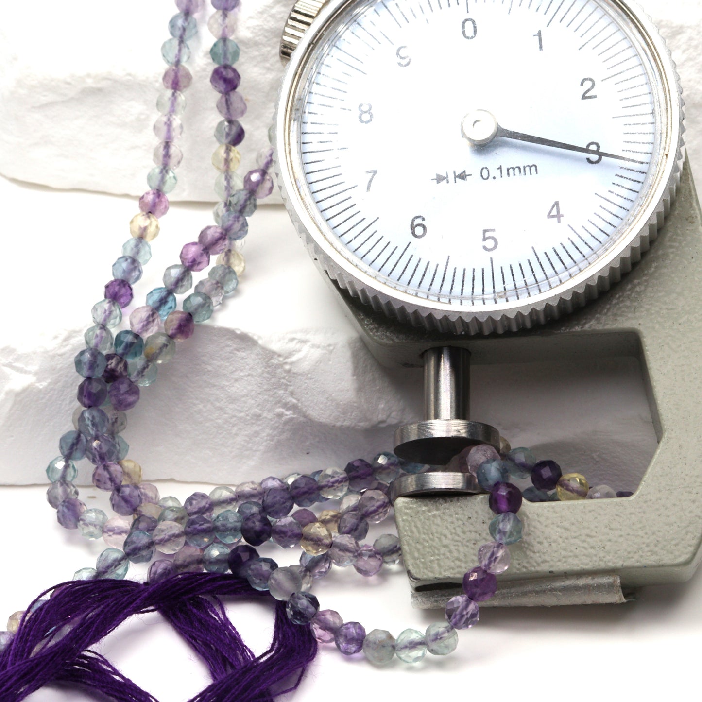 Purple Fluorite 3mm Faceted Rounds Bead Strand