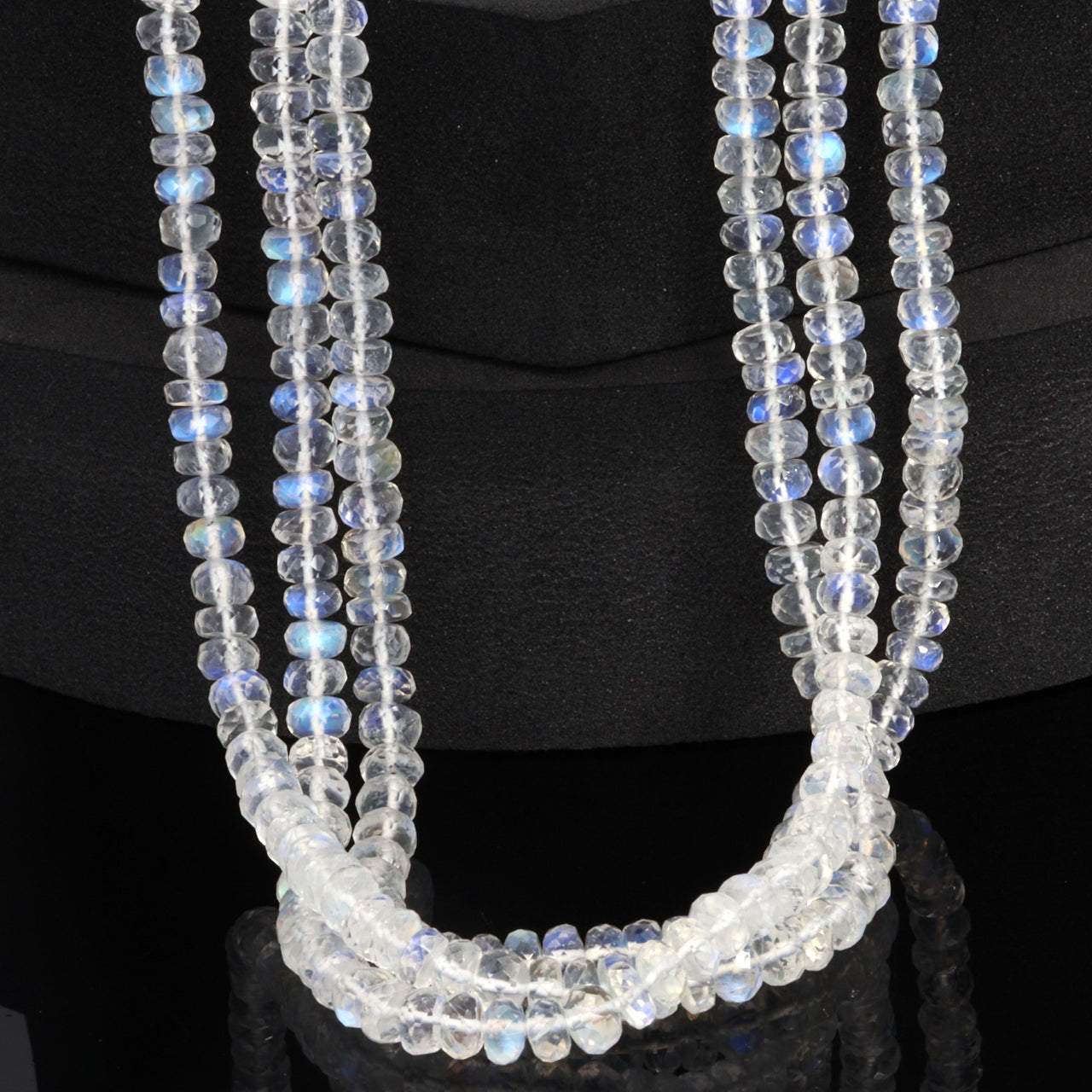 AAA Blue Rainbow Moonstone 5mm Faceted Rondelles Bead Strand