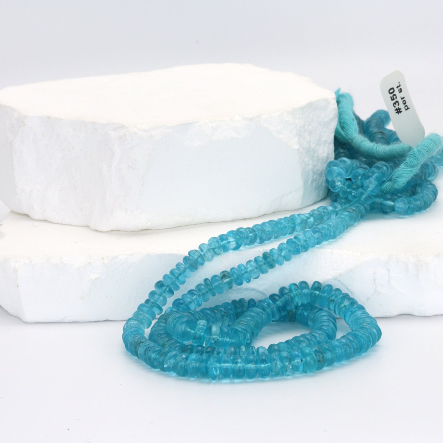 AA Sea Blue Apatite 5mm - 6.5mm Smooth Rondelles Bead Strand