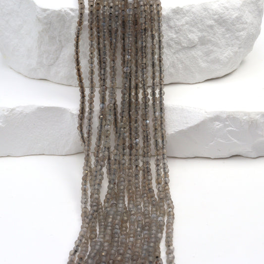 Gray Moonstone 2mm Faceted Rondelles Bead Strand