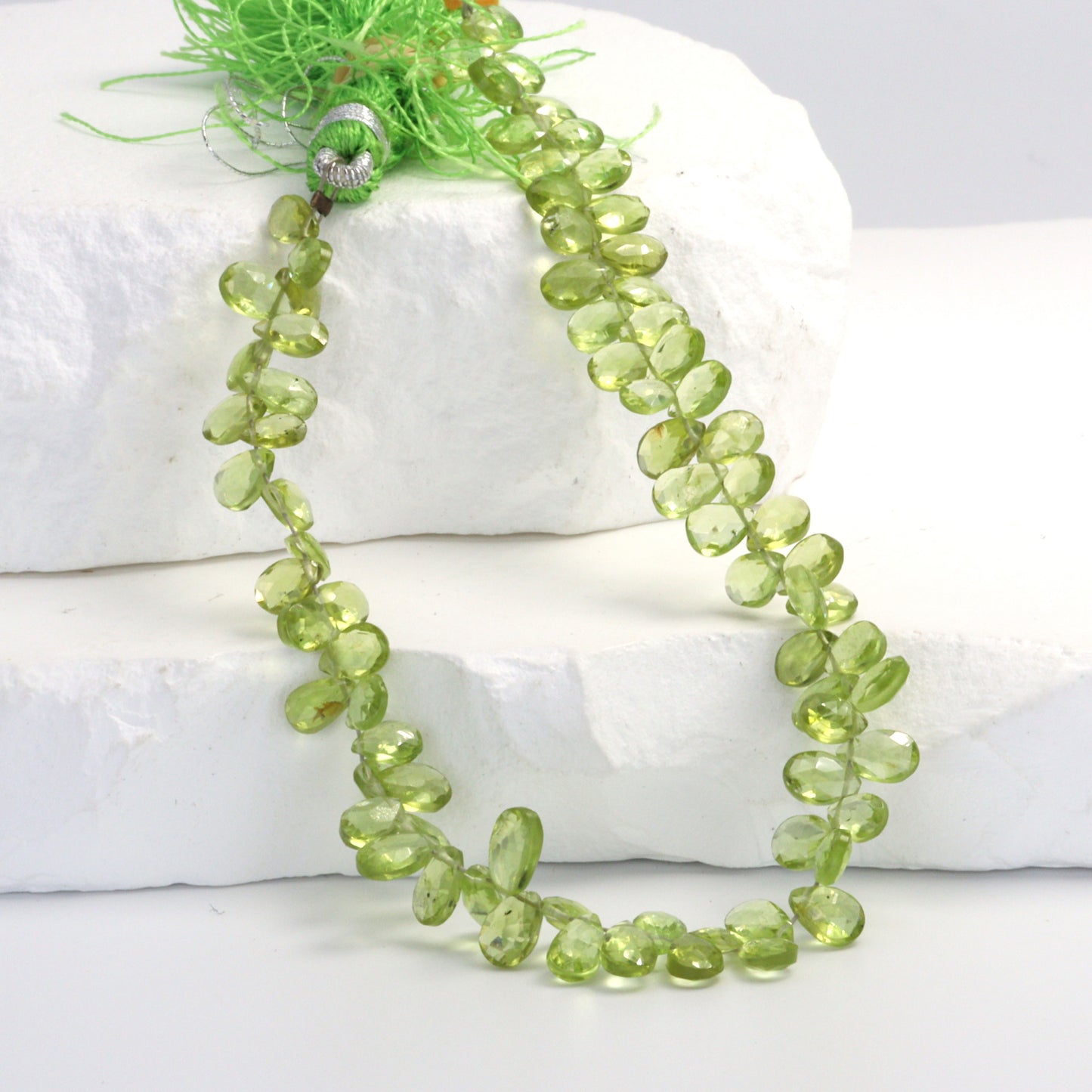 Green Peridot 6x4mm Faceted Pear Shaped Briolettes