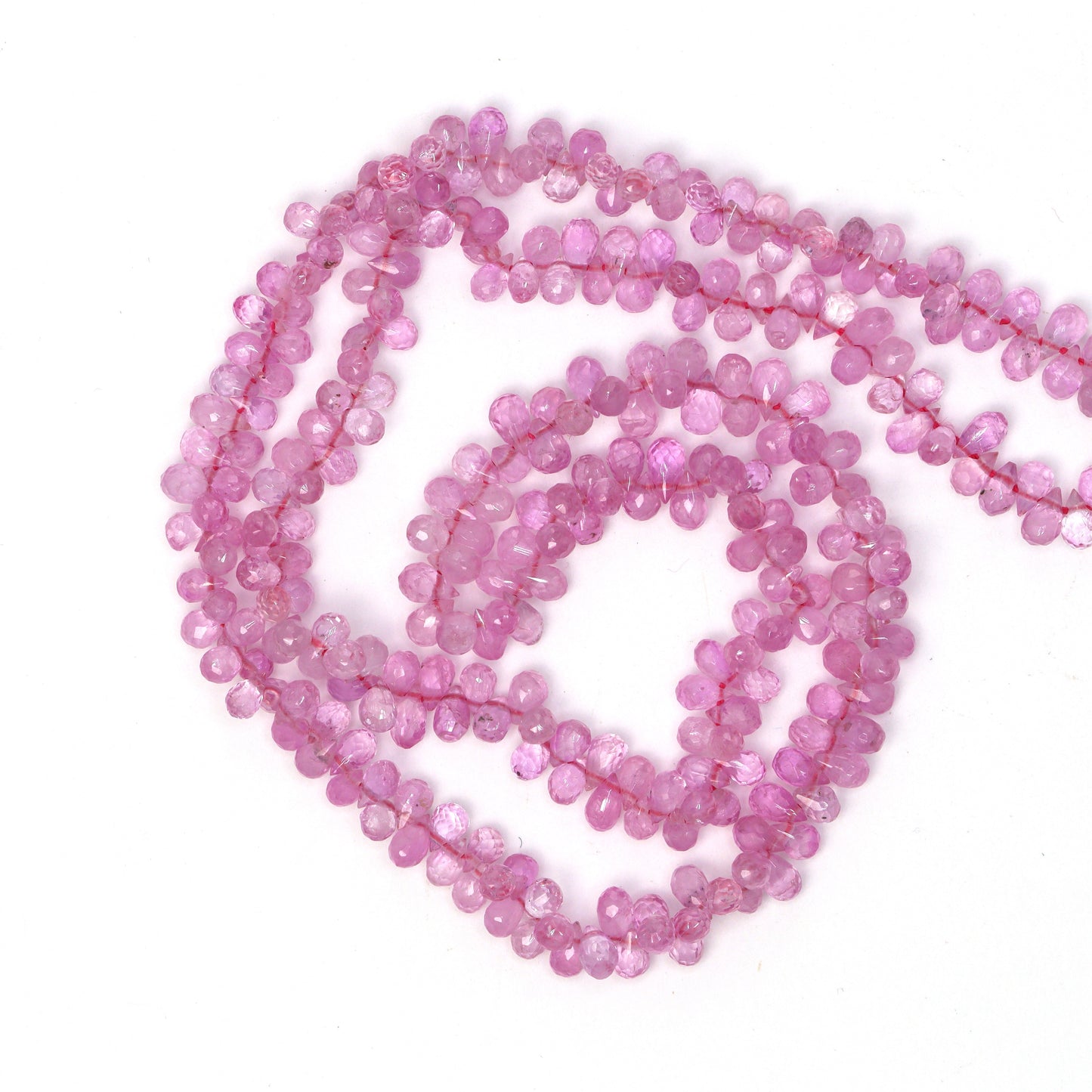 Light Pink Sapphire 4x2mm - 5x3mm Faceted Teardrop Briolettes Bead Strand